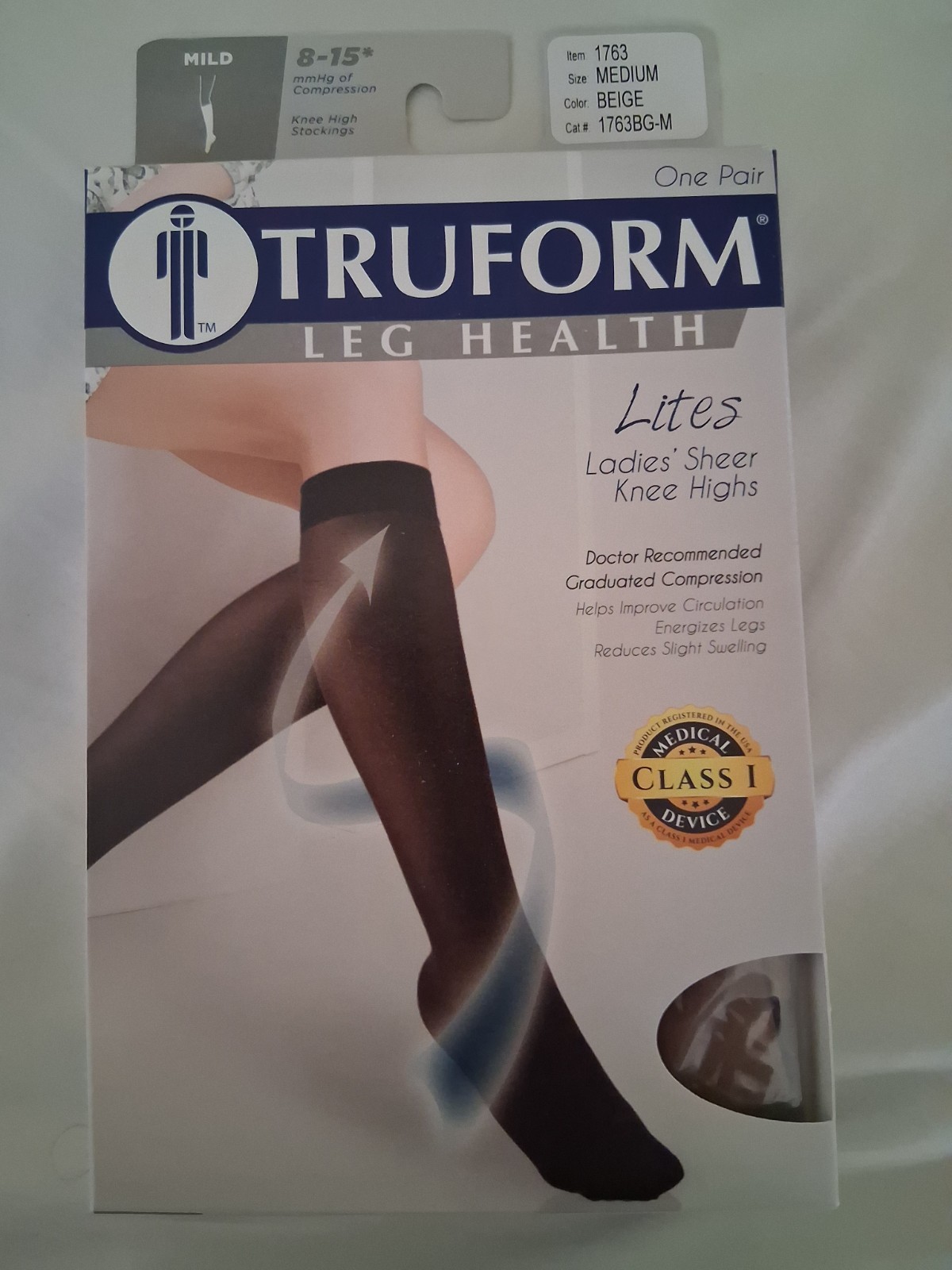TRUFORM Lites Ladies\' Sheer Knee High 8-15mmHg (Beige) Medium