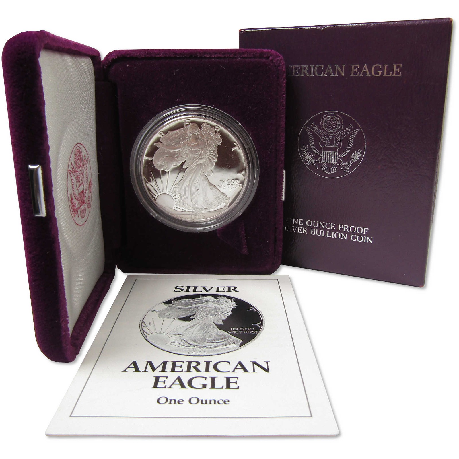 1993 P American Silver Eagle Proof $1 Coin Collectible OGP COA