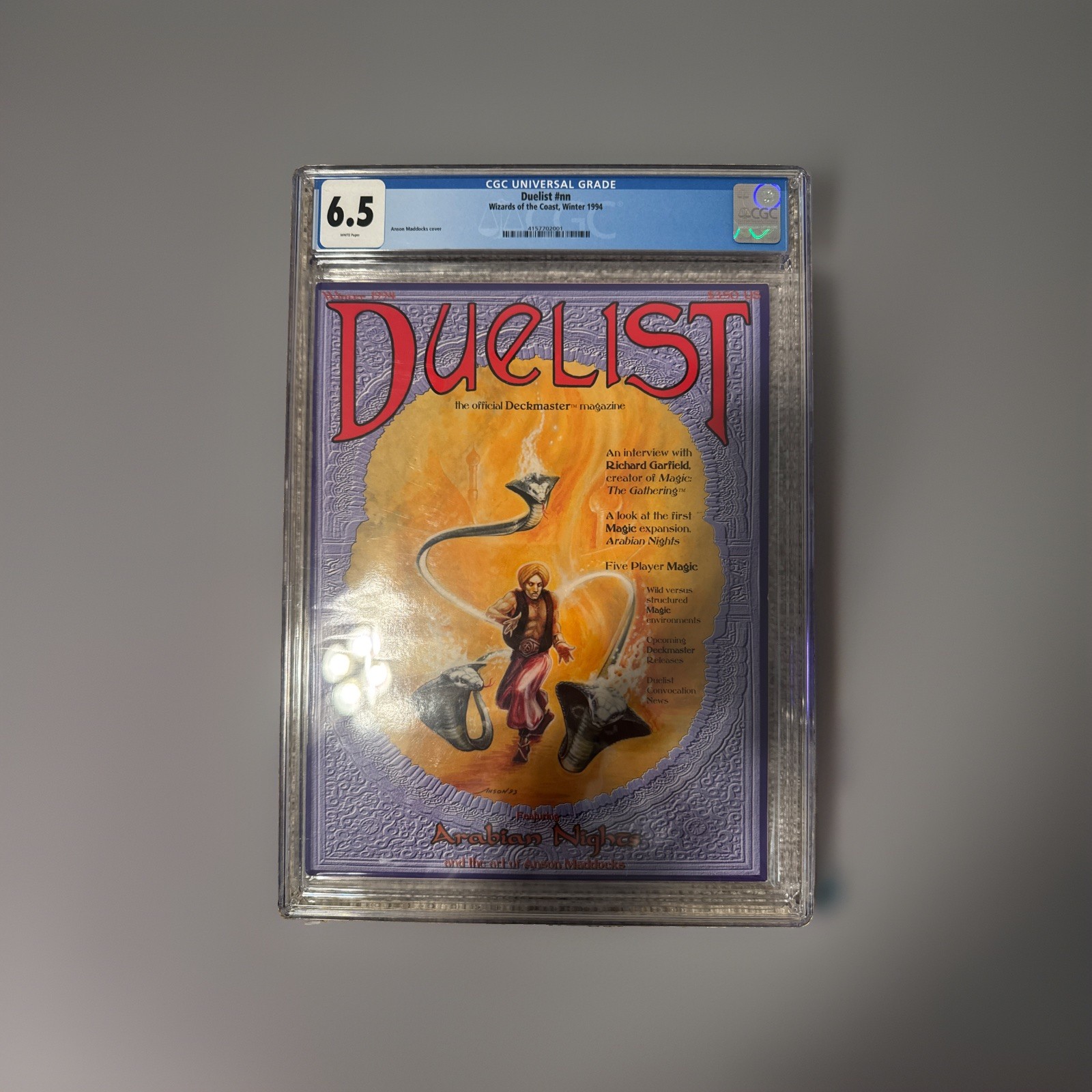 The Duelist Issue #1 Winter 1994 Wizards Coast MTG Arabian Nights CGC 6.5