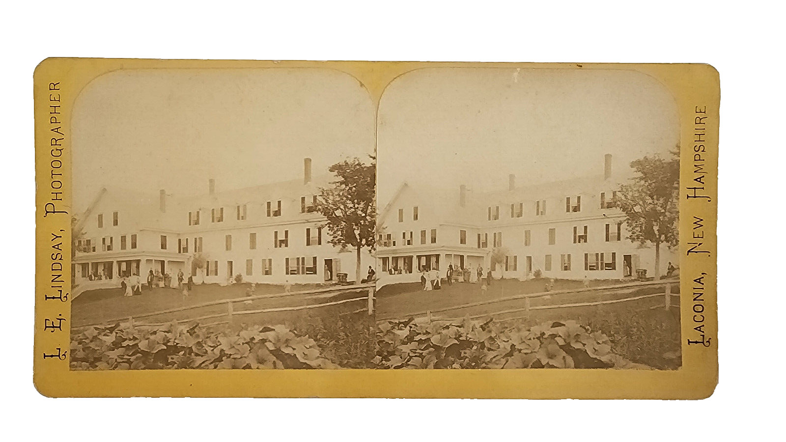Antique L.E. Lindsay Stereoview Laconia New Hampshire 1800s Town View