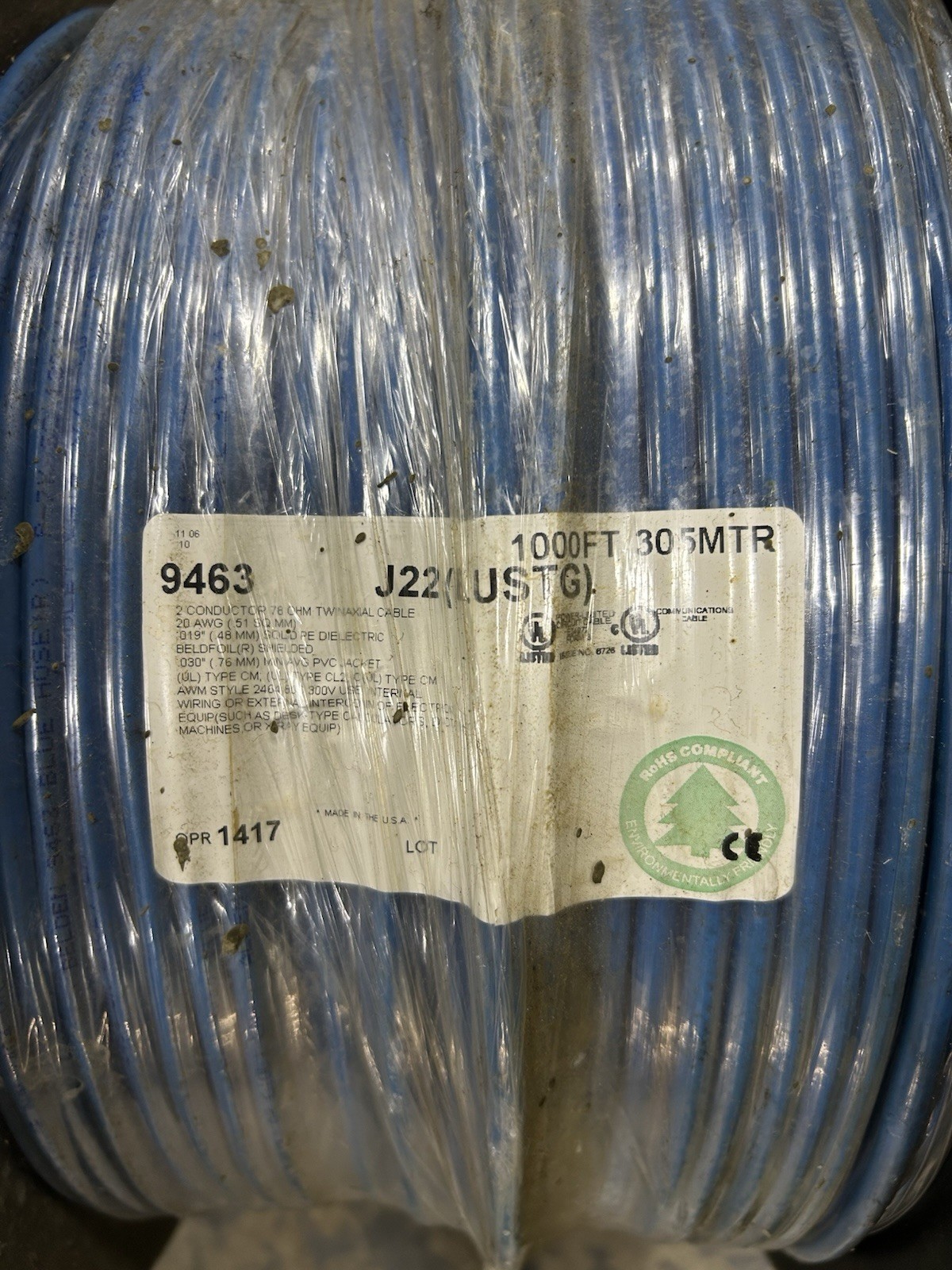 Belden 9463 J221000 Communication Cable 1000 FT 305 MTR 20/2C