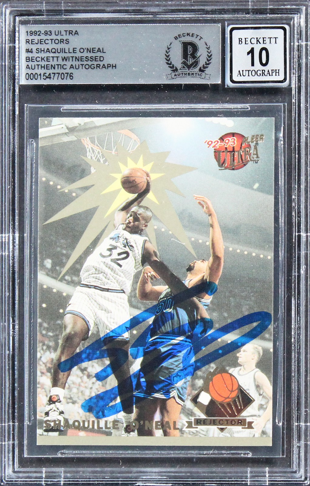 Magic Shaquille O\'Neal Signed 1992 Ultra Rejectors #4 Card Auto 10 BAS Slabbed