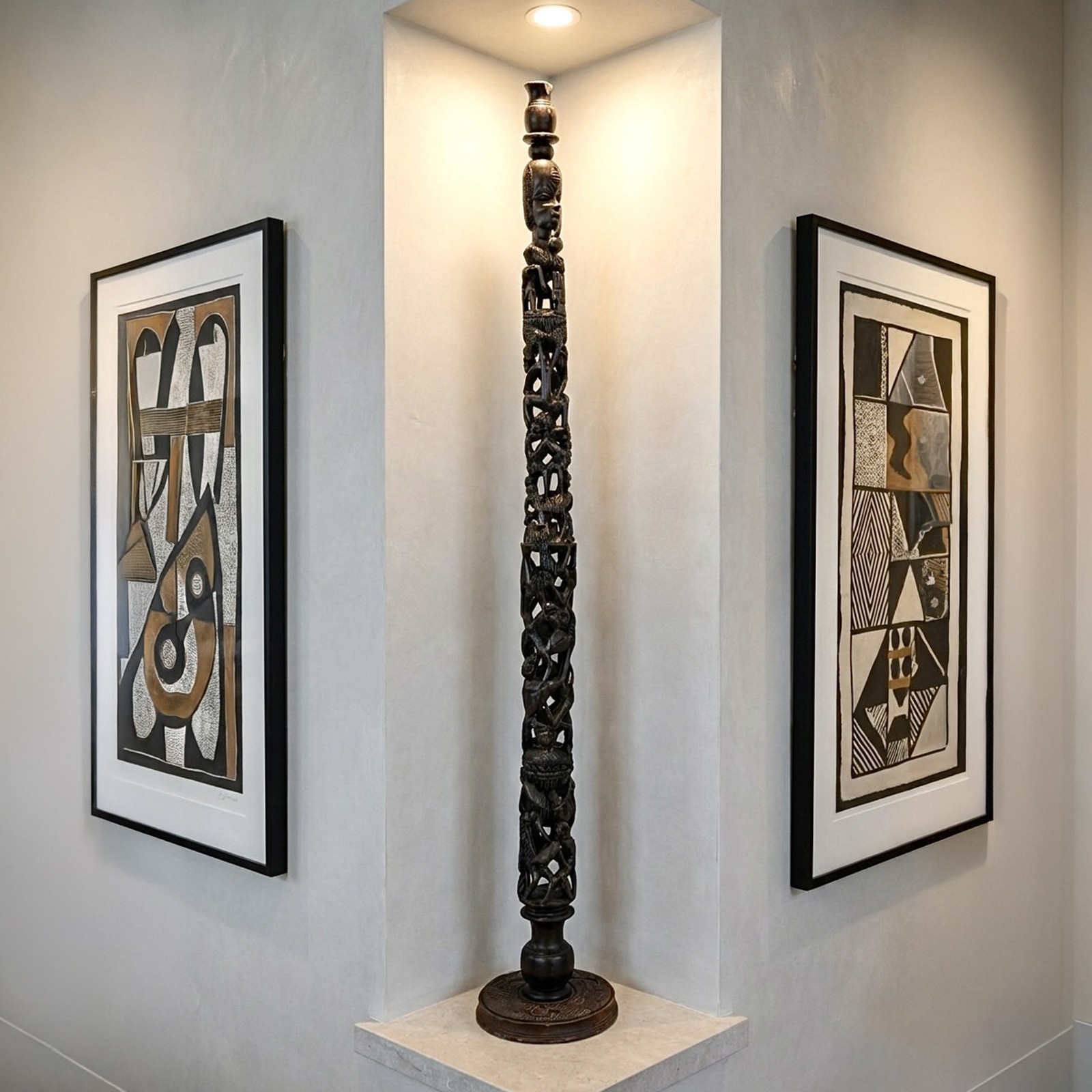 Antique African Makonde Tree of Life Carved Ebony Wood Sculpture ART – 65” Tall