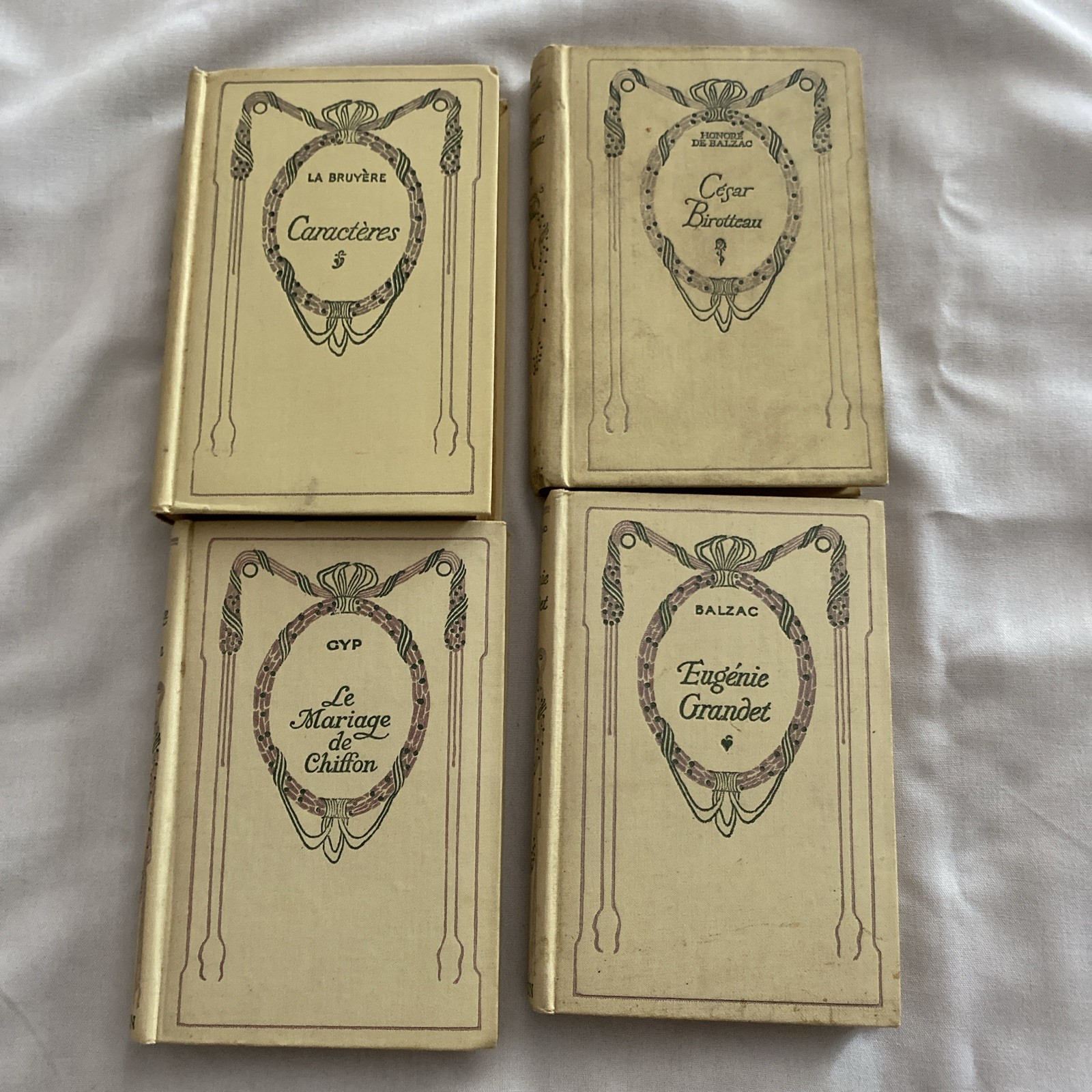 Set of four vintage antique French books