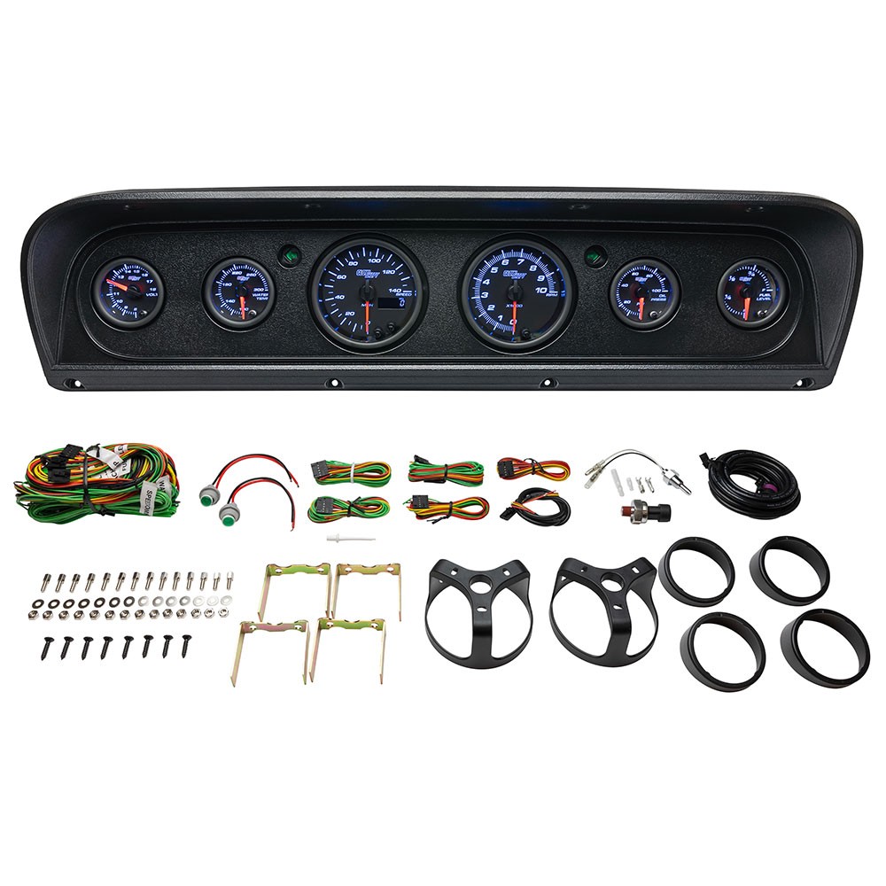 GlowShift Cluster Dash Pod Black Dial 6-Gauge Package Bundle for 67-72 Ford F100