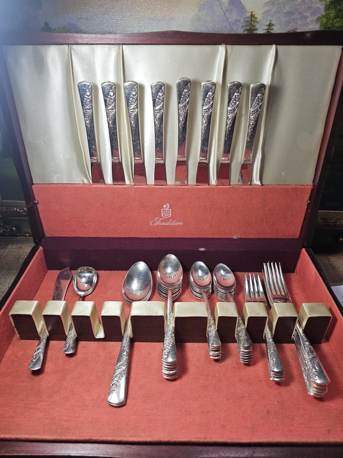 VTG Harmony House Traditions Sliver Plate & Stainless Silverware Set(partial)