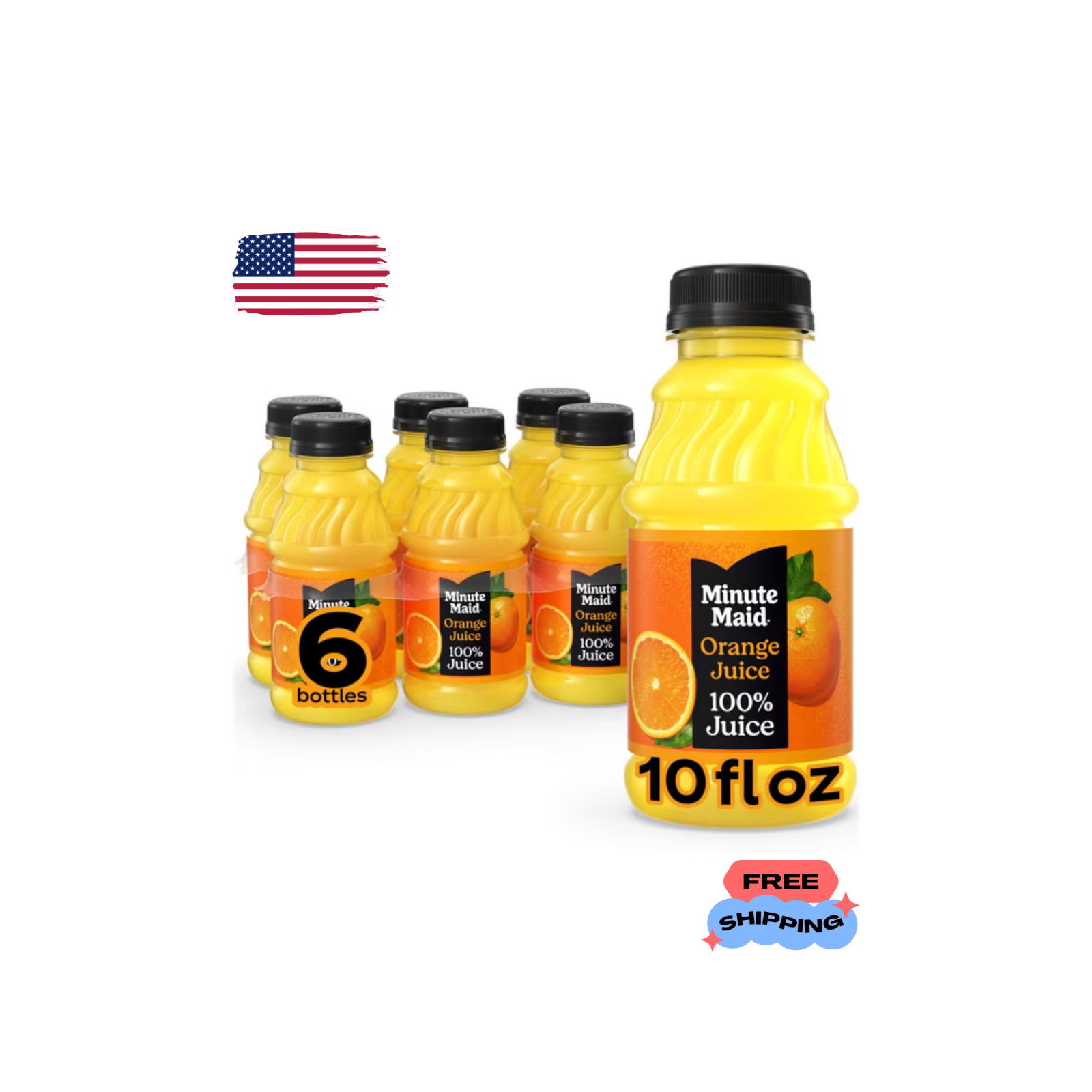 Minute Maid Orange Juice Bottles, 10 fl oz, 6 Pack**
