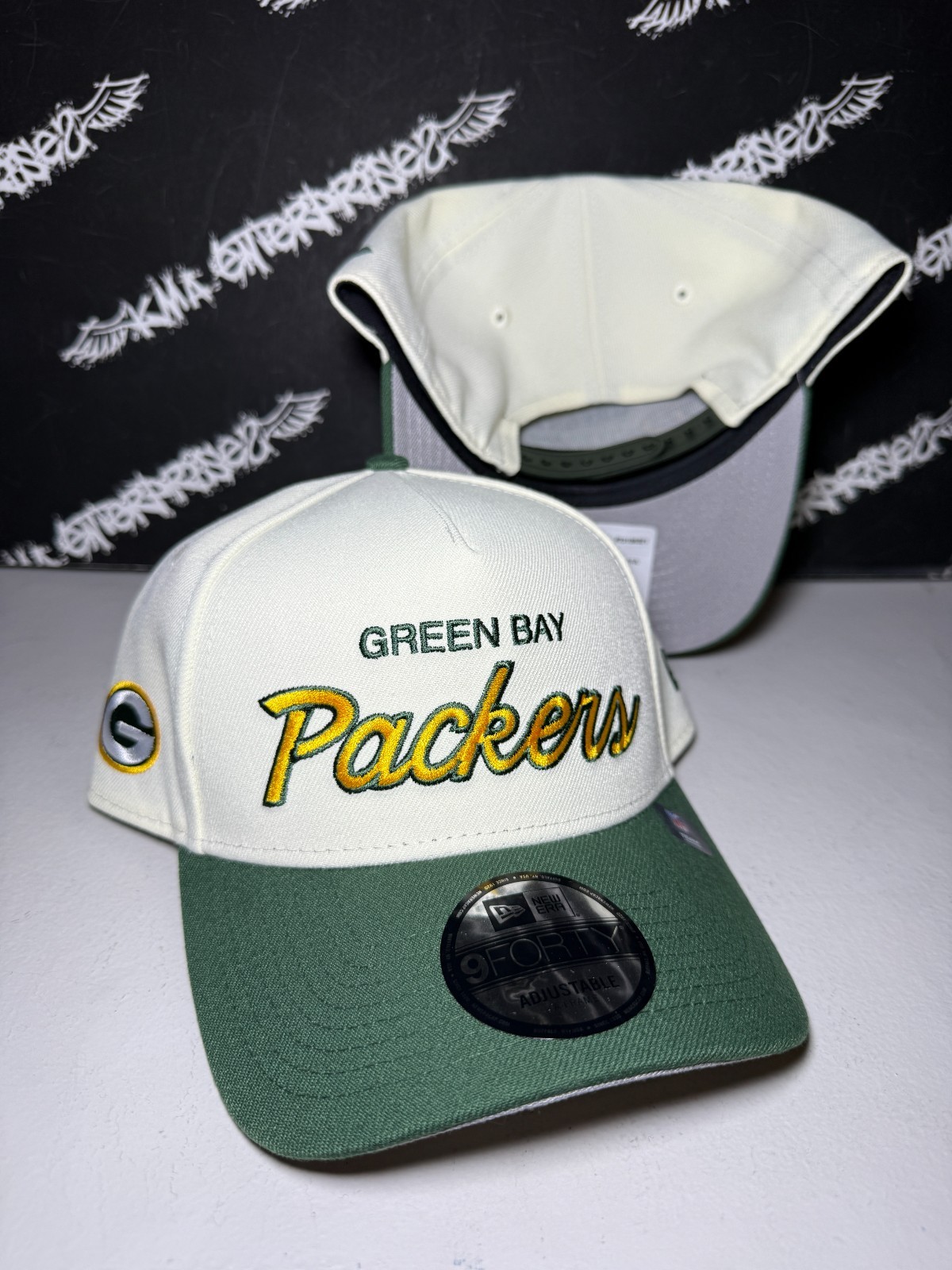NWT New Era 9Forty Green Bay Packers Retro Script A-FRAME Snapback Hat