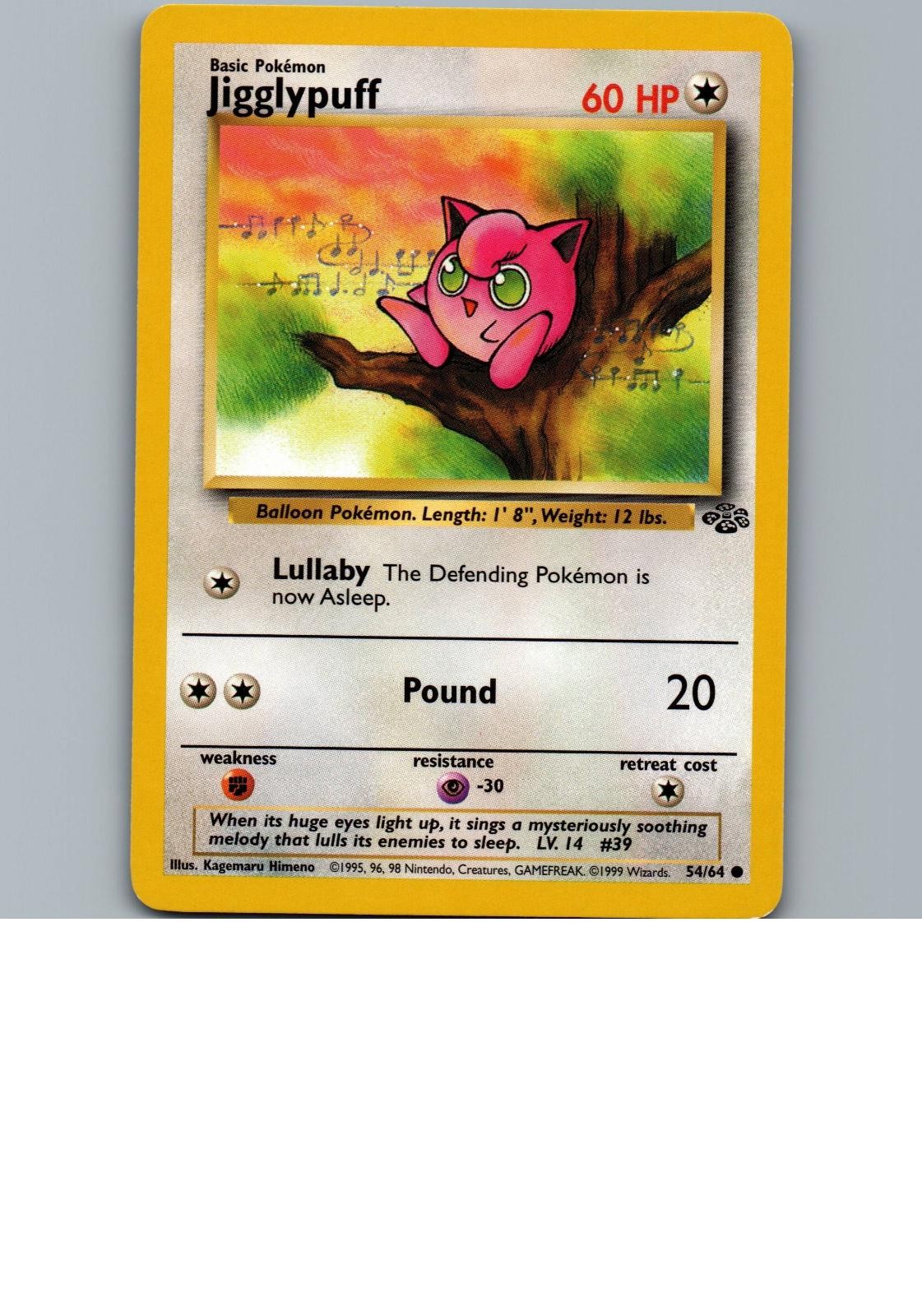 Jigglypuff 54/64 Common Jungle Pokemon Unlimited Near Mint Jigglypuff 54/64 Common Jungle Pokemon Unlimited Near Mint