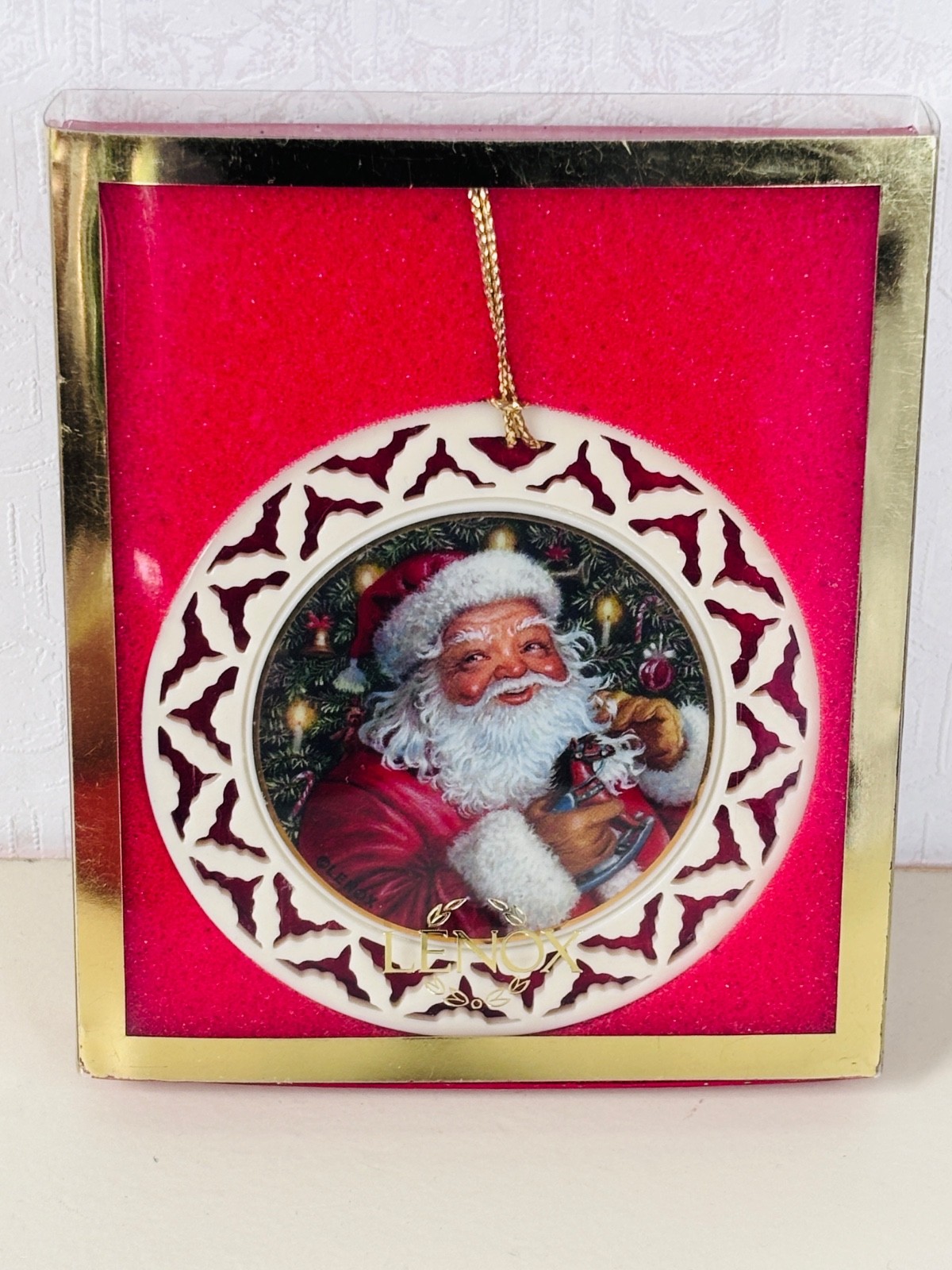 NEW VTG LENOX 2-SANTA CLAUS 6TH IN SERIES &CHRISTMAS TREE PORCELAIN ORNAMENTS
