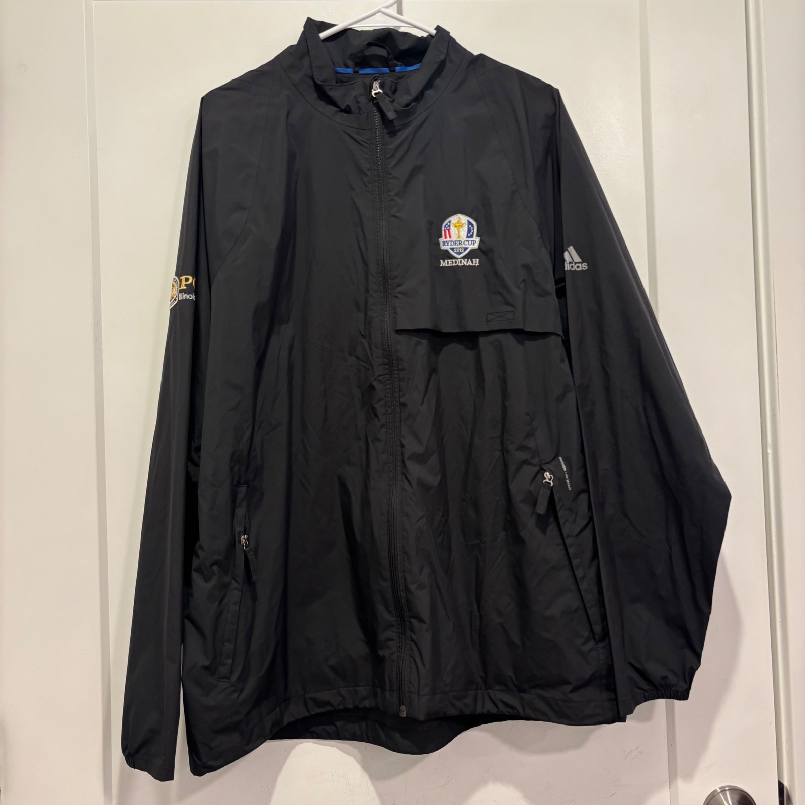Adidas Ryder Cup 2012 Medinah ClimaProof Packable Rain Jacket Black Mens Large