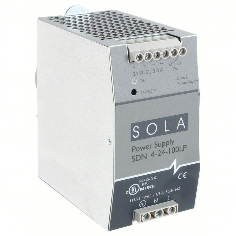 Emerson SolaHD SDN 4-24-100LP DIN Rail Power Supply 24V DC 3.8A 115/230V