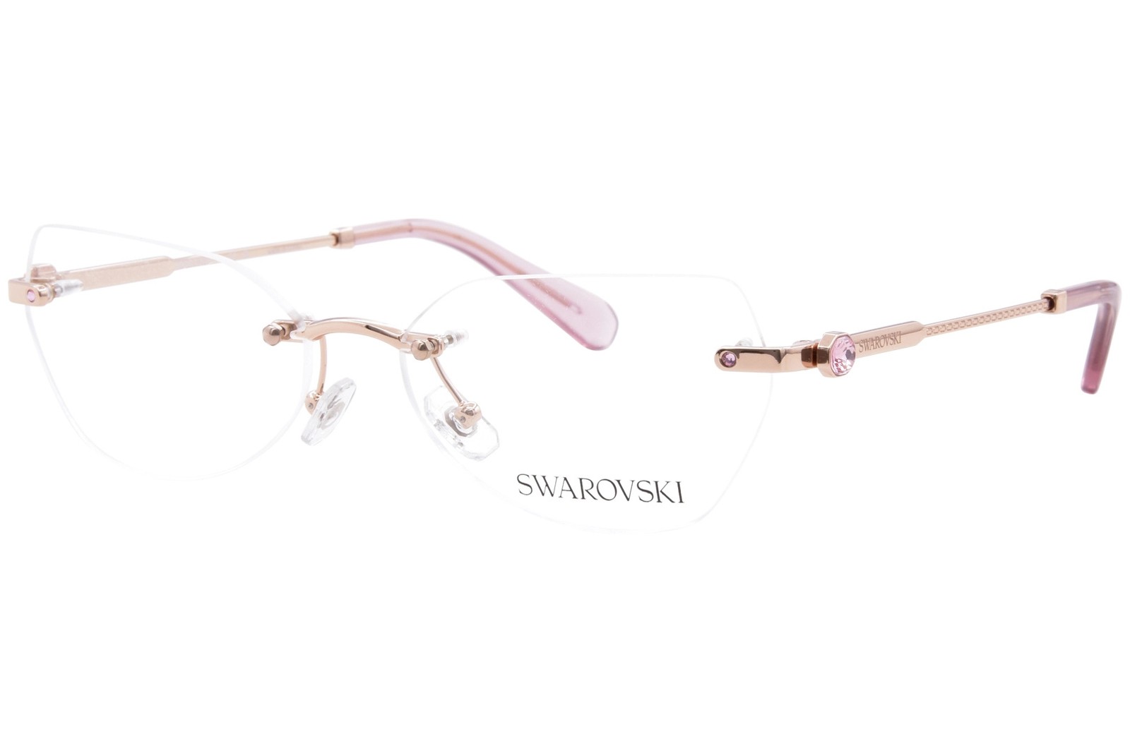Swarovski SK1031 4014 Eyeglasses Women\'s Rose Gold Rimless Style 56mm