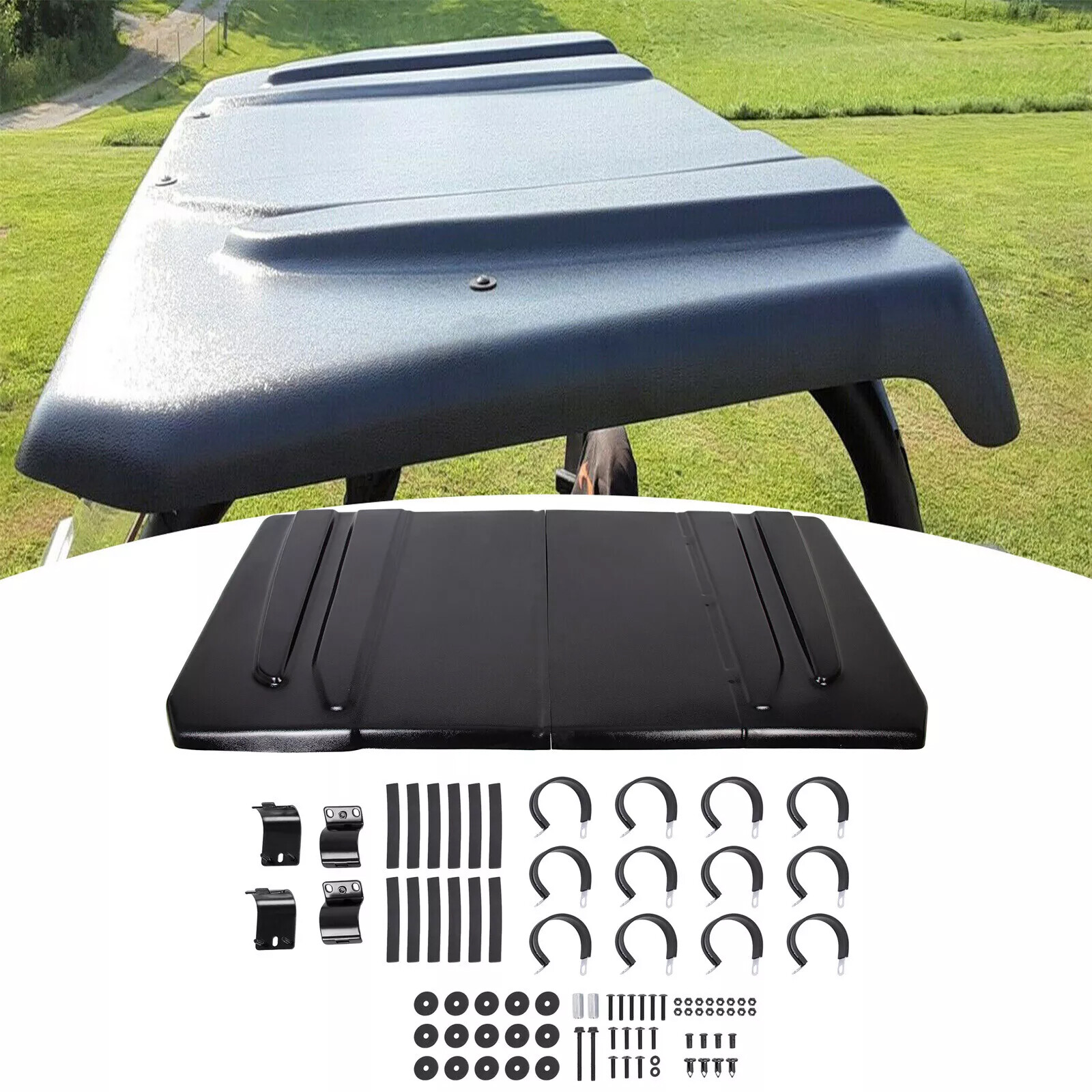 Polyethylene Hard Top Roof Split Style For Yamaha Rhino 450 660 700 UTV Black