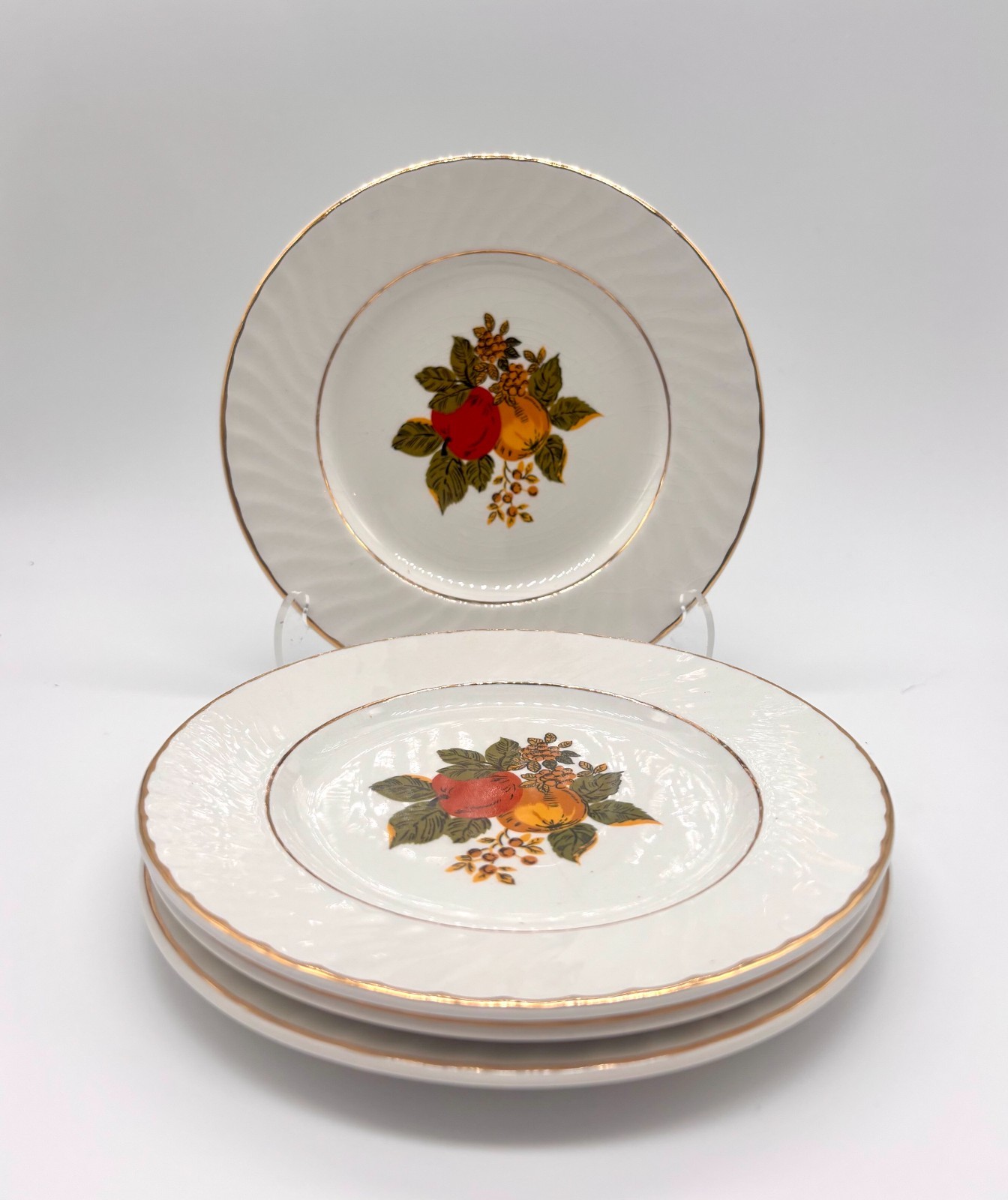 Vintage Enoch Wedgwood Tunstall Ltd 4 English Harvest Dessert / Bread Plates