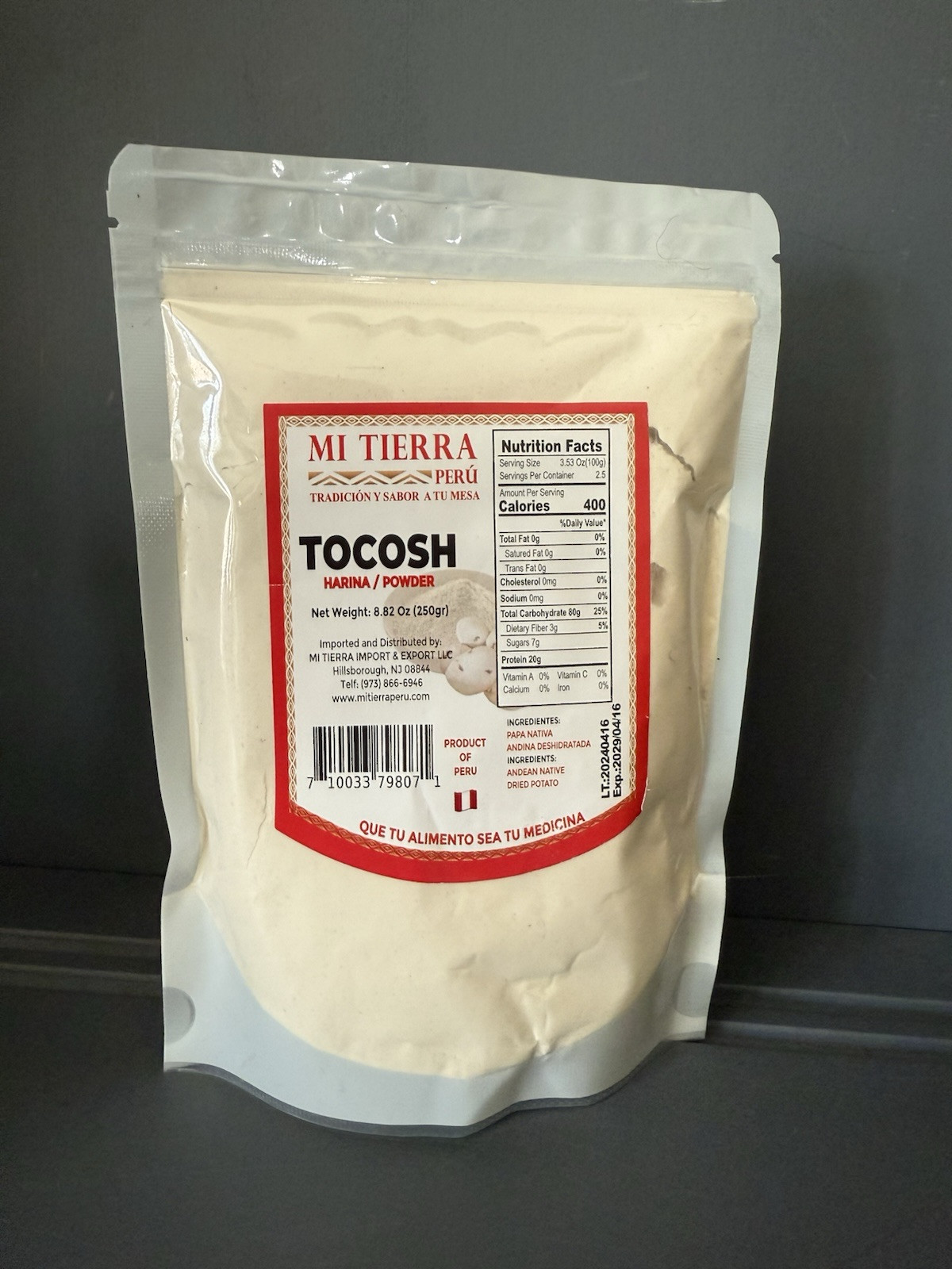 Mi Tierra Harina Tocosh 100% Natural Powder 8 .82oz. (250gr)