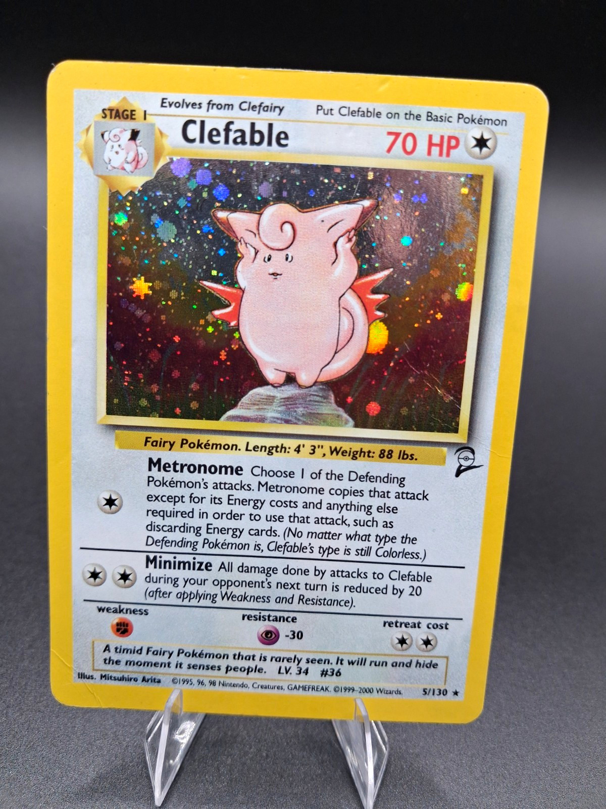 Wizards of the Coast Clefable 005/130 Holo Rare Base Set 2 1999 English 70 HP
