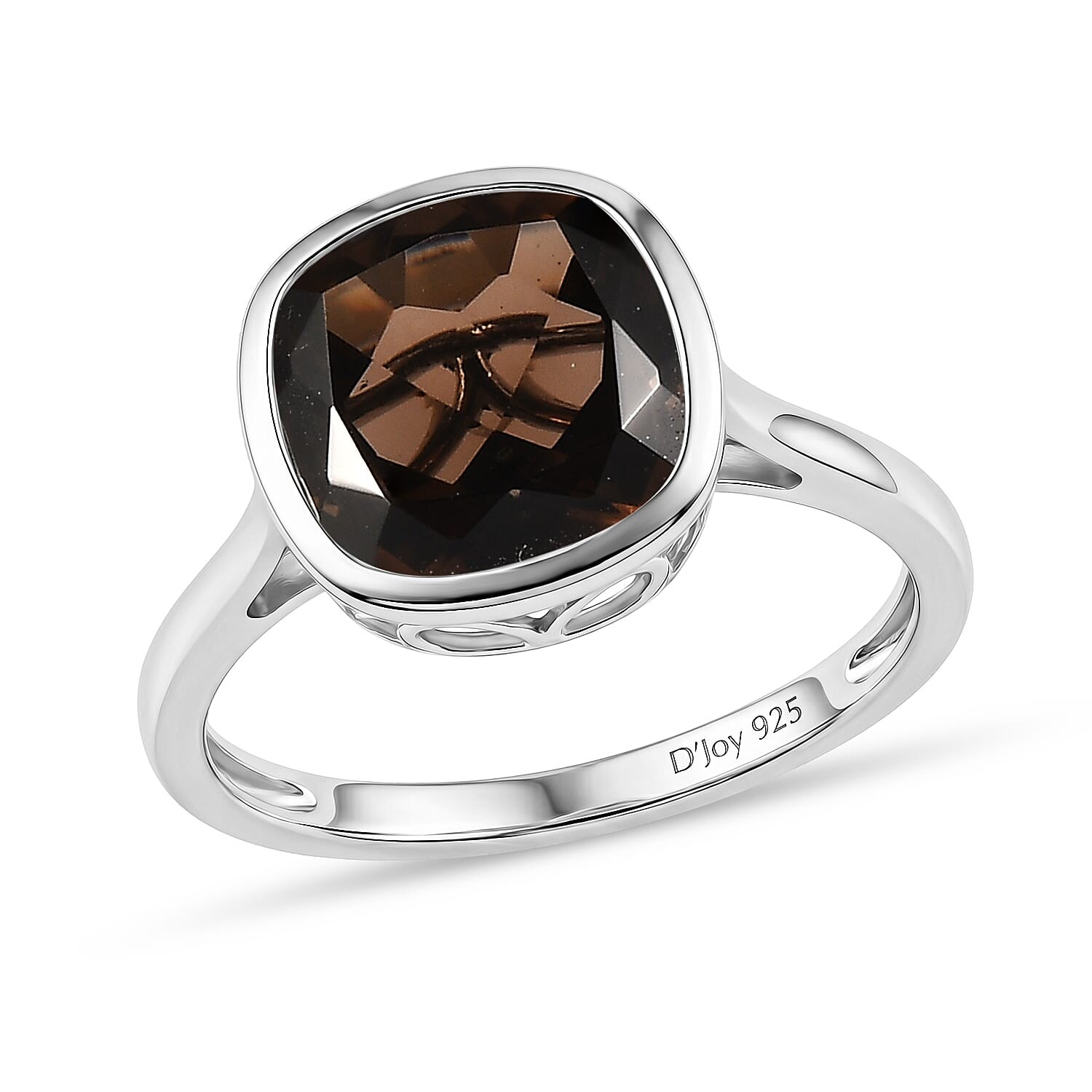 4.10ctw Brazilian Smoky Quartz Solitaire Ring Platinum Plated Sterling Size 5 4.10ctw Brazilian Smoky Quartz Solitaire Ring Platinum Plated Sterling Size 5