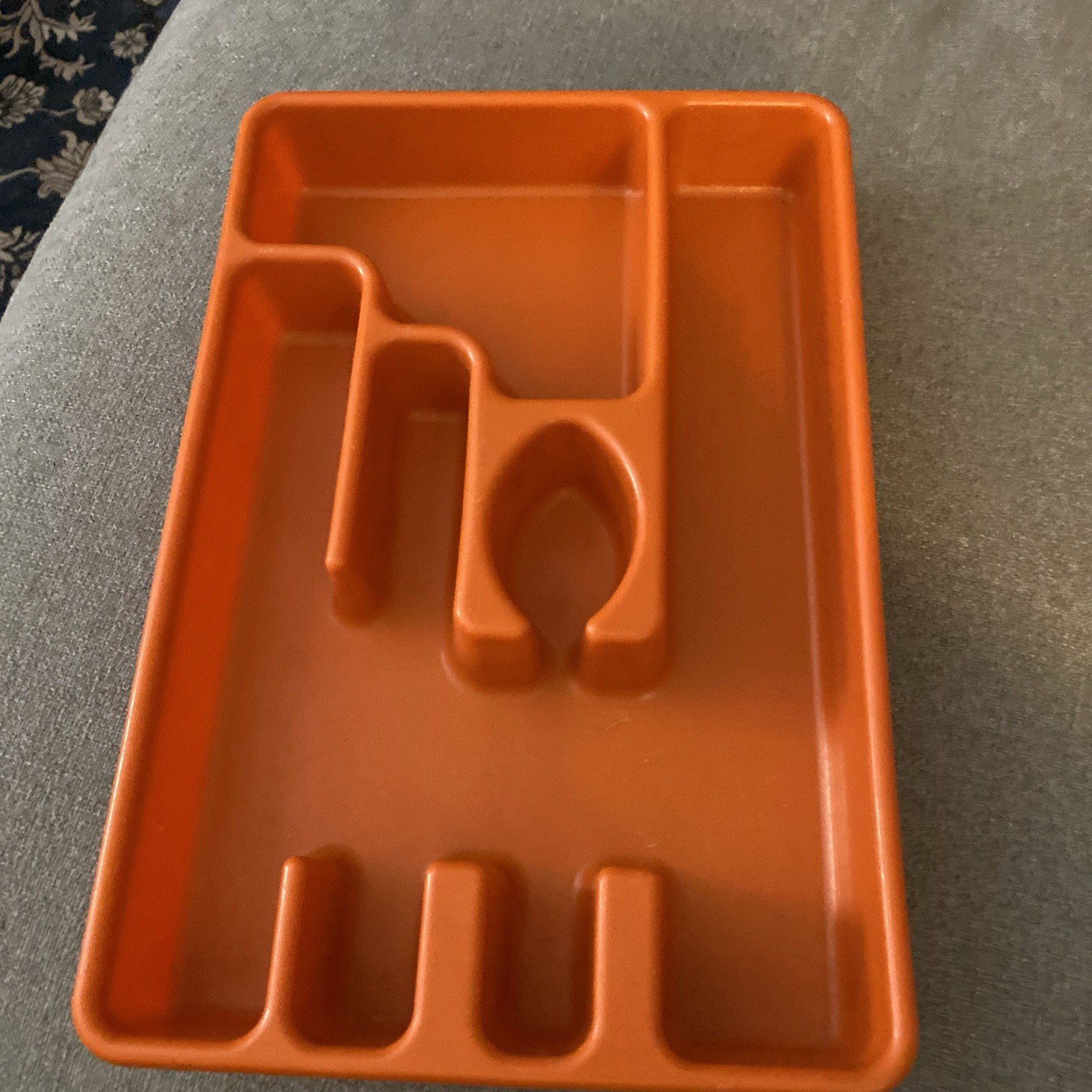 Vintage Rubbermaid Harvest Orange Silverware Flatware Utensil Holder Tray Drawer