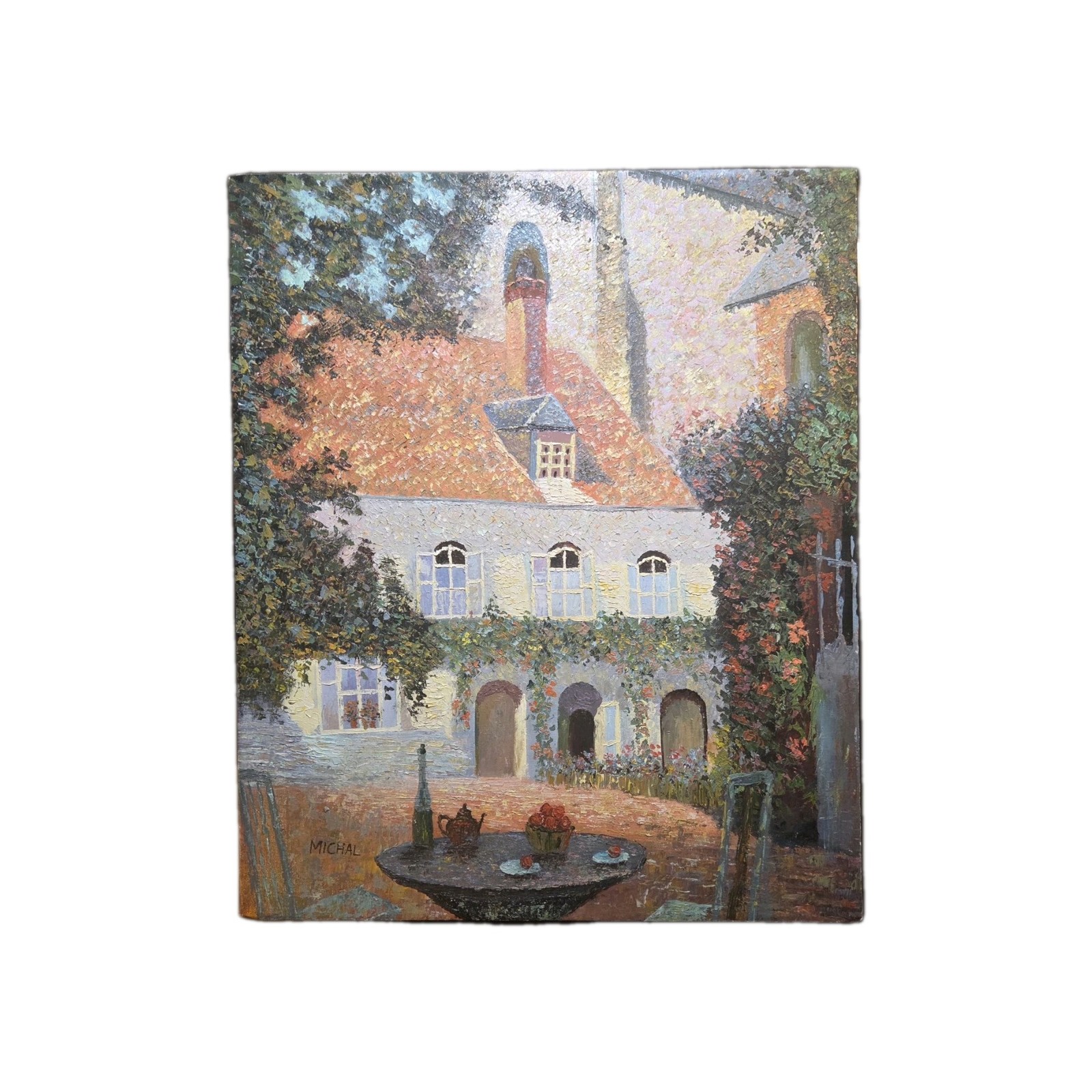 Impasto Original Oil Painting Signed MICHAL Vintage 24x20 Textured Art Impasto Original Oil Painting Signed MICHAL Vintage 24x20 Textured Art