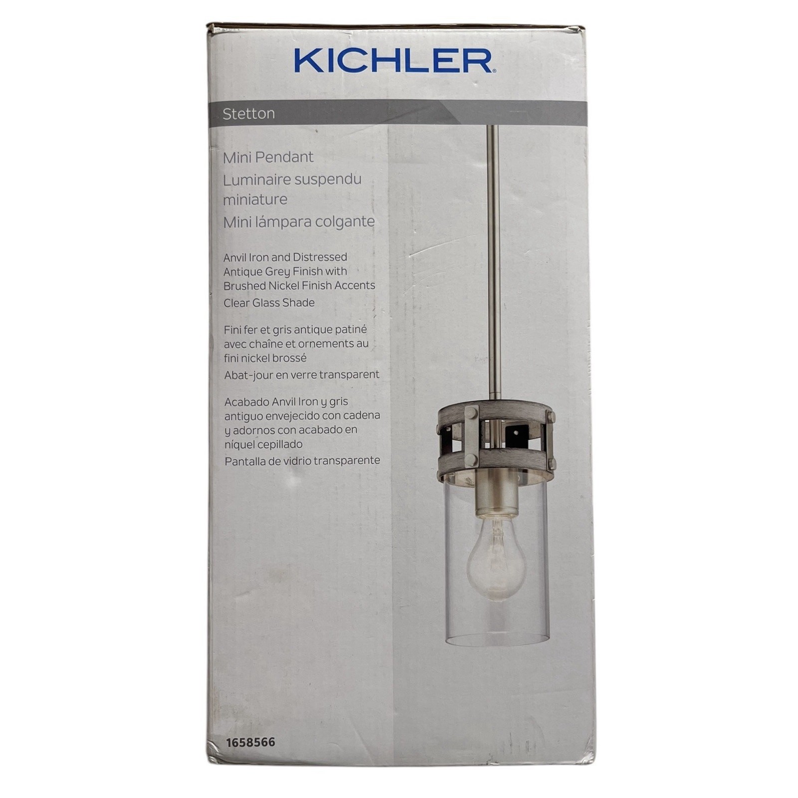 KICHLER Stetton 1-Light Brushed Nickel Contemporary Kitchen Mini Pendant