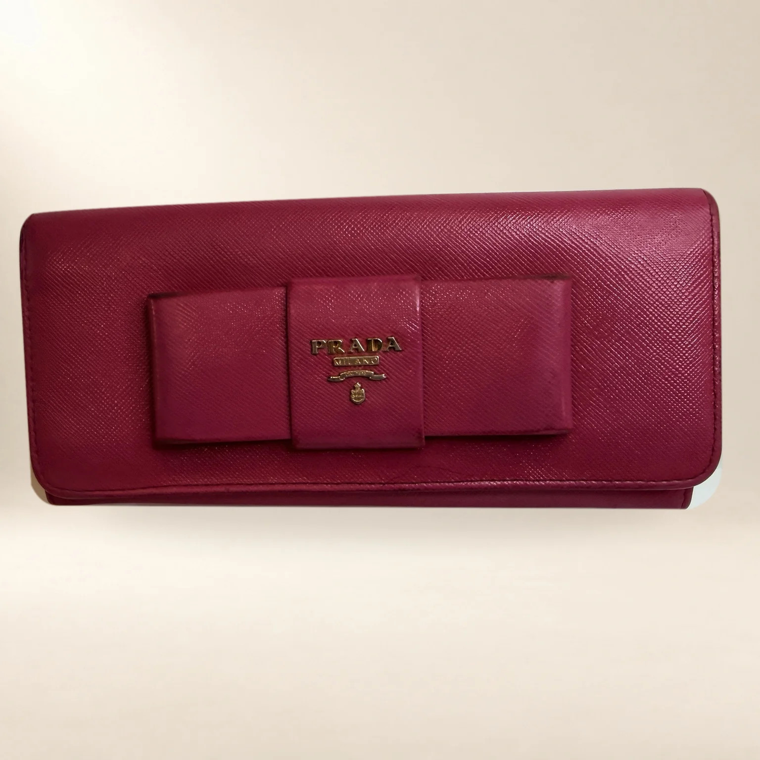 Prada Saffiano Leather Fiocco Bow Continental Wallet Prada Saffiano Leather Fiocco Bow Continental Wallet