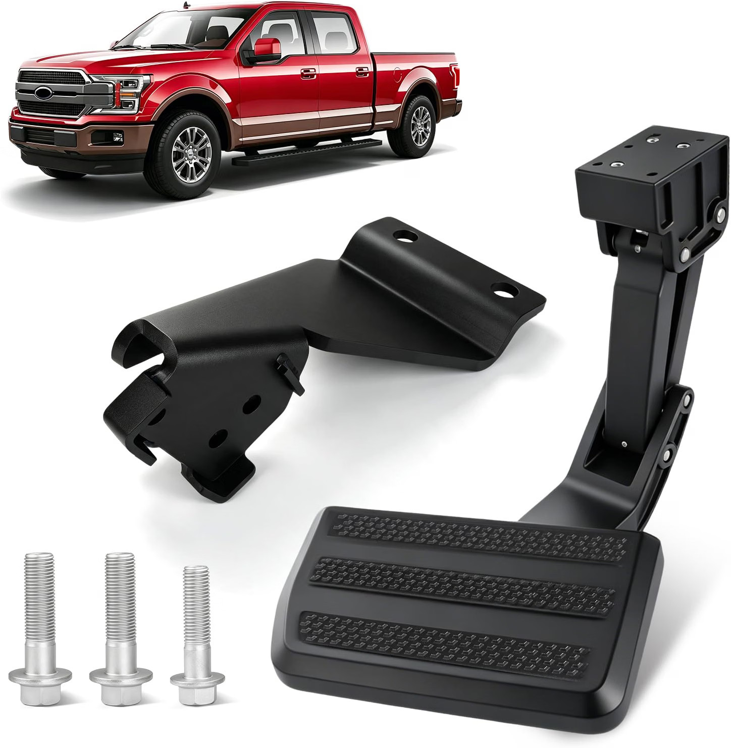 Black Aluminum Bed Step for Ford F150 2015-2020 75312-01A Retractable Rear