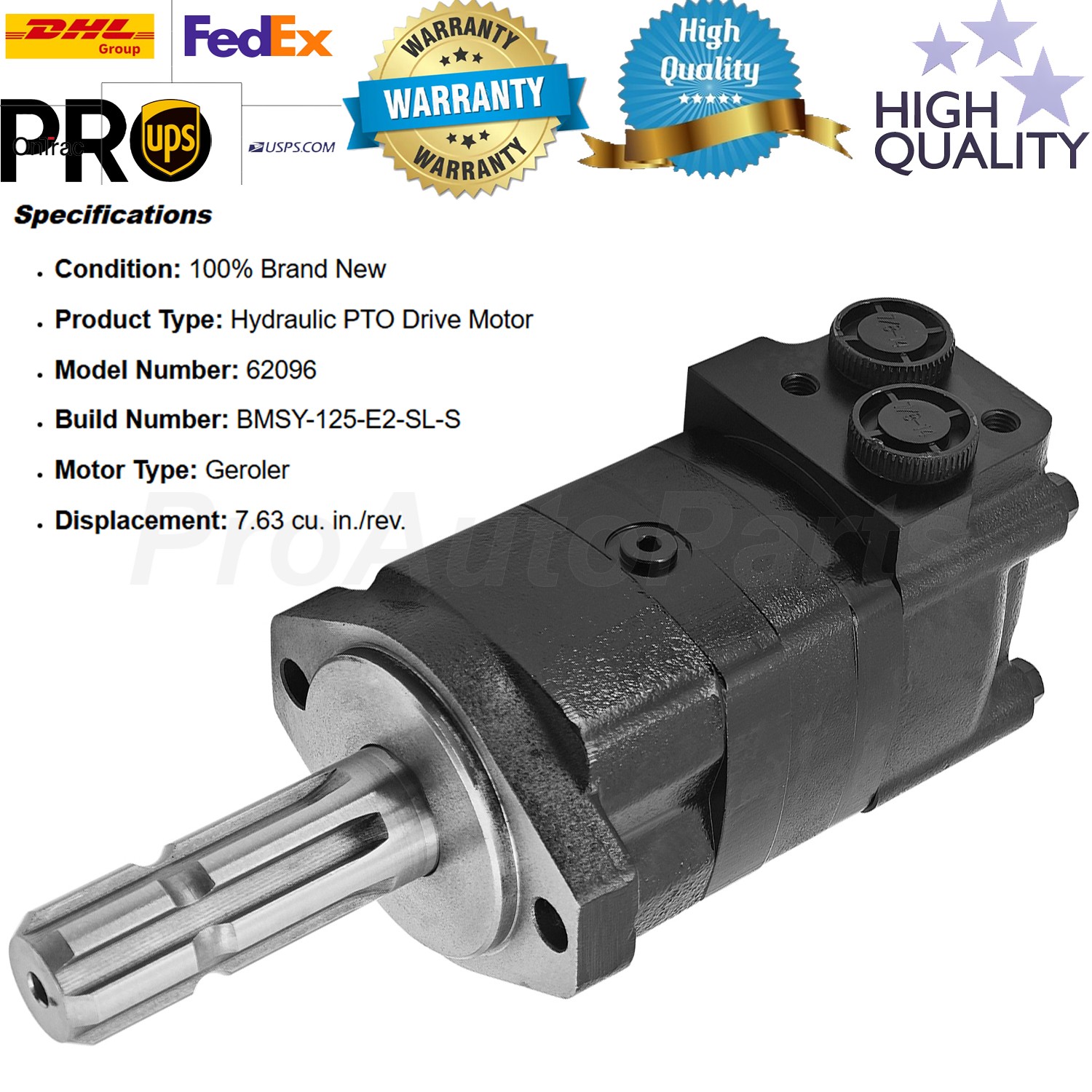 9-7368-125 7.63 cu in New Hydraulic PTO Drive Motor BMSY125E2SLS 97368125