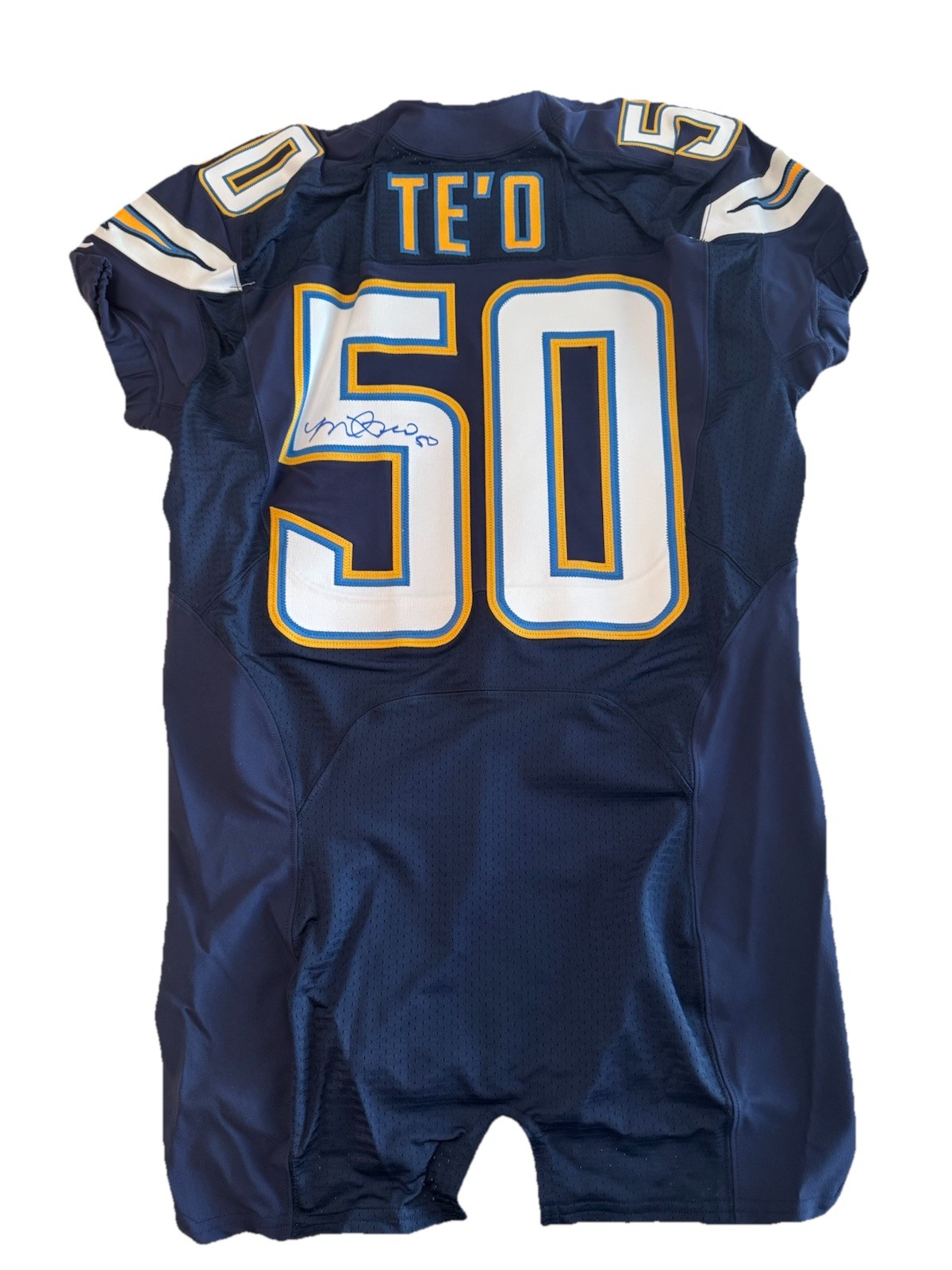 2013 Team Issue Mantei Teo Autographed Home San Diego Chargers #50 Nike Jersey. 2013 Team Issue Mantei Teo Autographed Home San Diego Chargers #50 Nike Jersey.