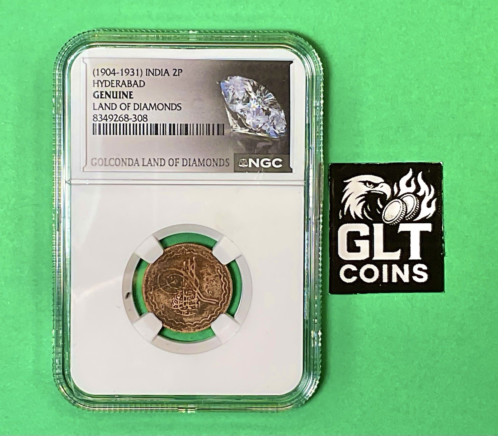 1904 India Hyderabad 2 Paisa NGC Genuine Coin-Golconda Land of Diamonds