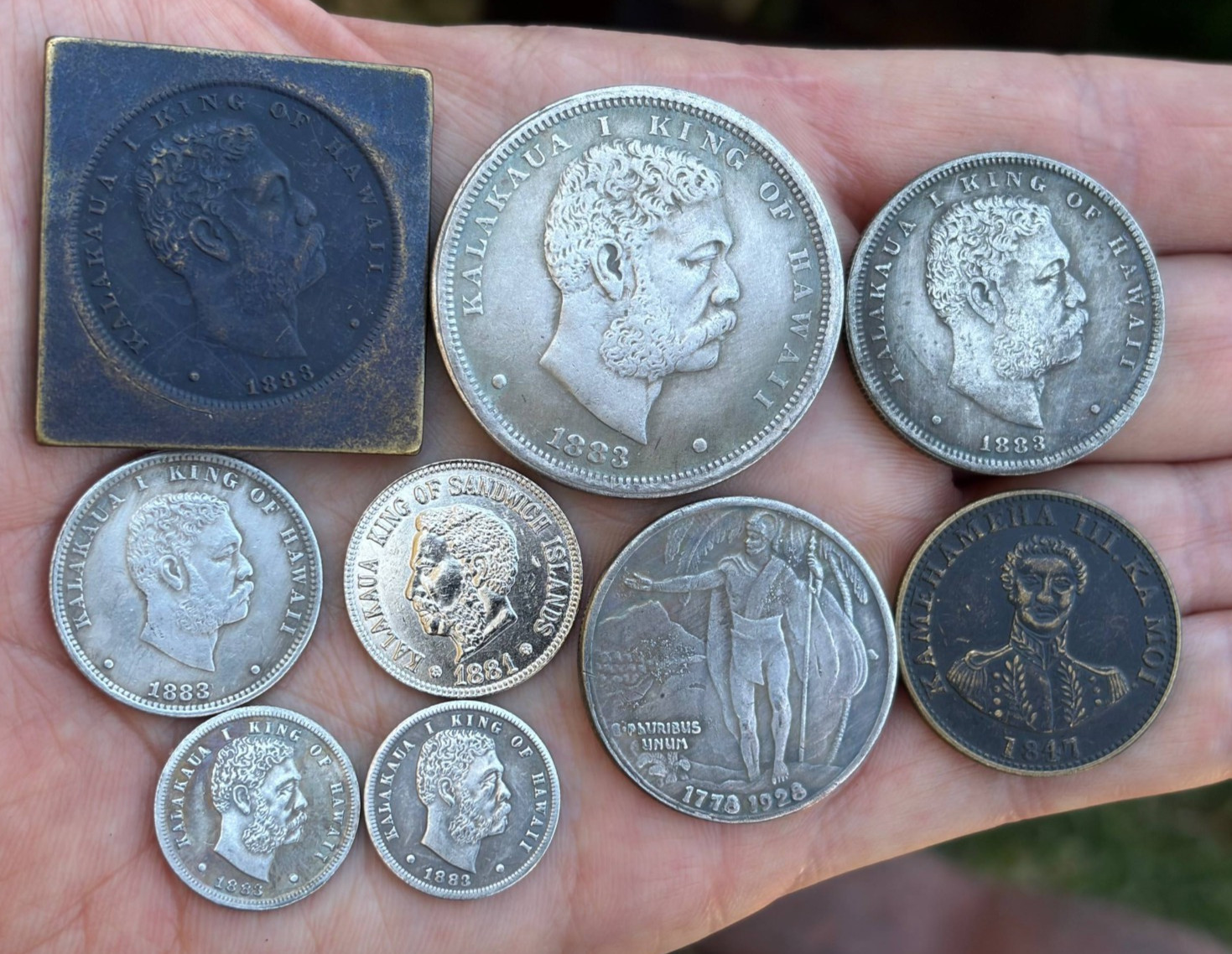 Kingdom of Hawaii Kalakaua Dollar Dime 1883 1847 SET
