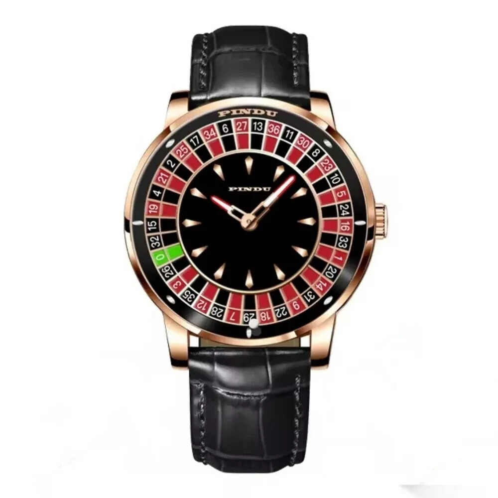 2024 PINDU Luxury Men\'s Automatic Watch 5ATM Casino Tourbillon Rotating Roulette