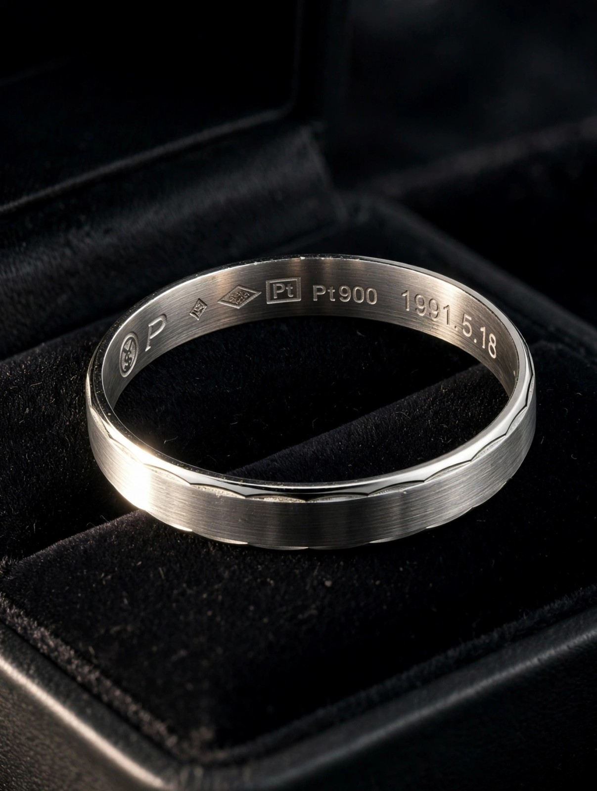 Vintage Pt900 Platinum Wedding Band – Brushed Finish, Engraved 1991 - 2.0 Grams Vintage Pt900 Platinum Wedding Band – Brushed Finish, Engraved 1991 - 2.0 Grams