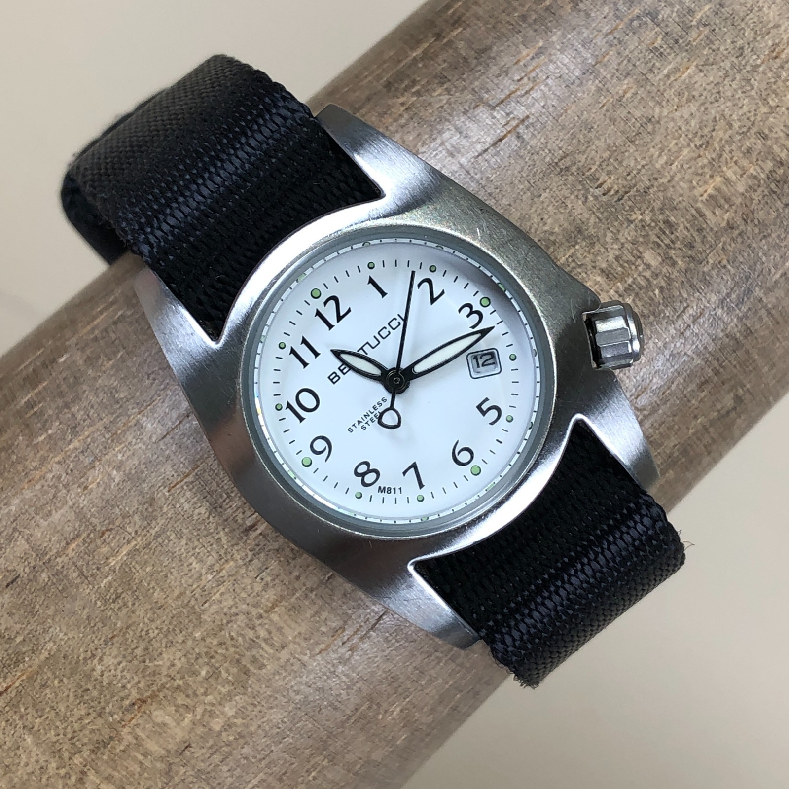 Bertucci DX3 Women M1S Field Date Black Nylon Strap Quartz 30mm Watch 7  G2U