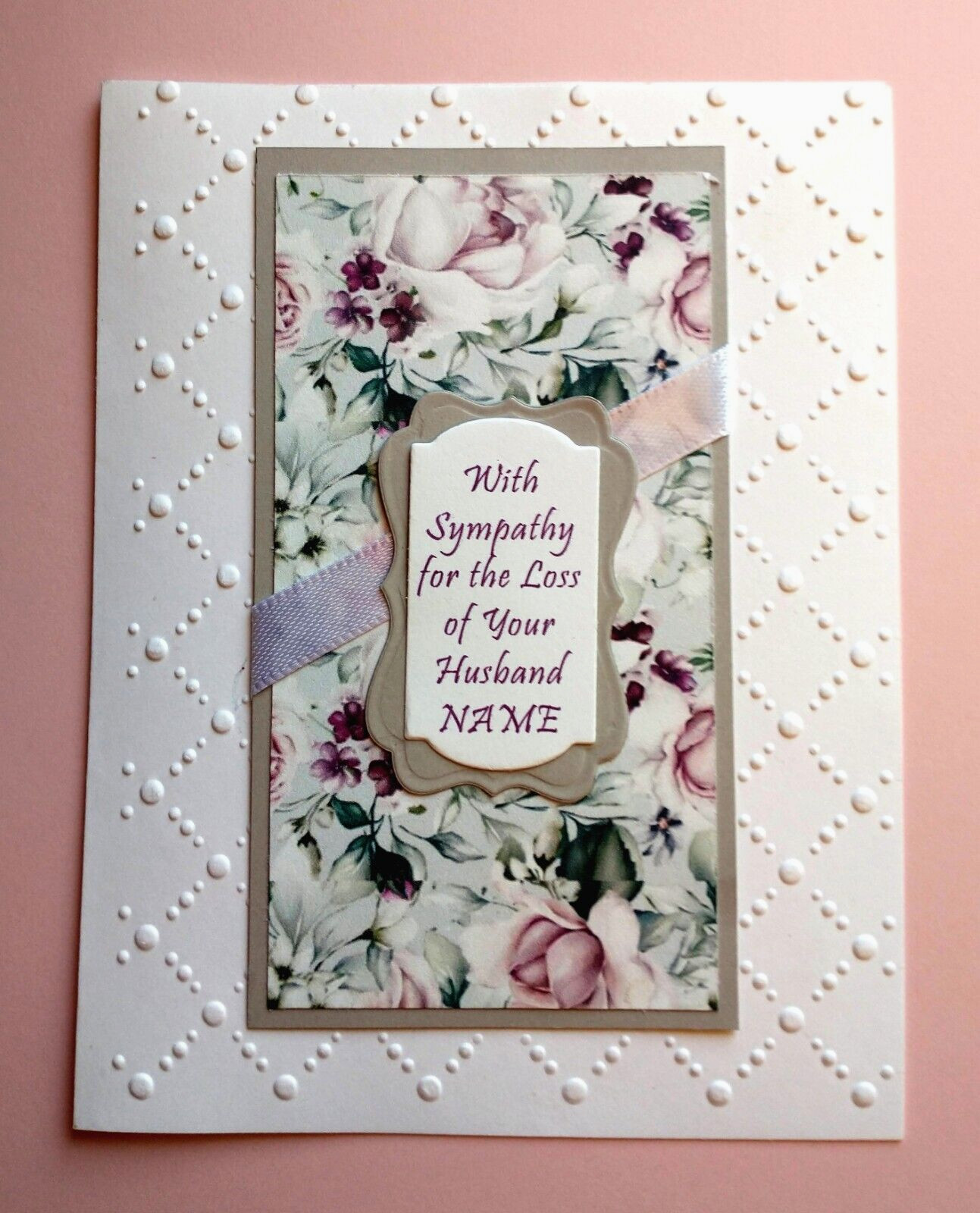 Sympathy Card for Loss of Husband or Wife Name Optional with Verse Inside