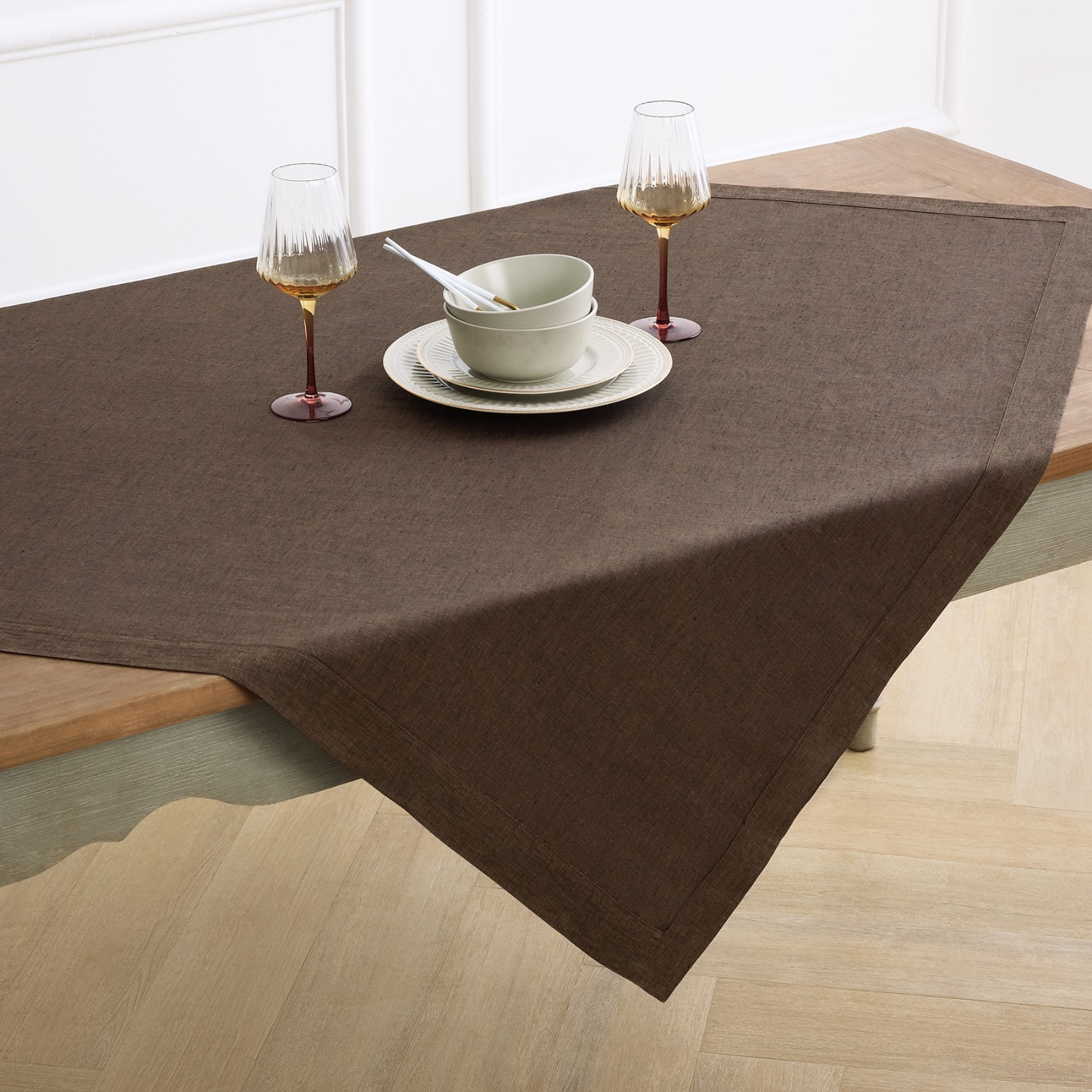 Linen Table Throw 52x52 In for Bistro, Card, Side & Small Dining Tables - Athena Linen Table Throw 52x52 In for Bistro, Card, Side & Small Dining Tables - Athena