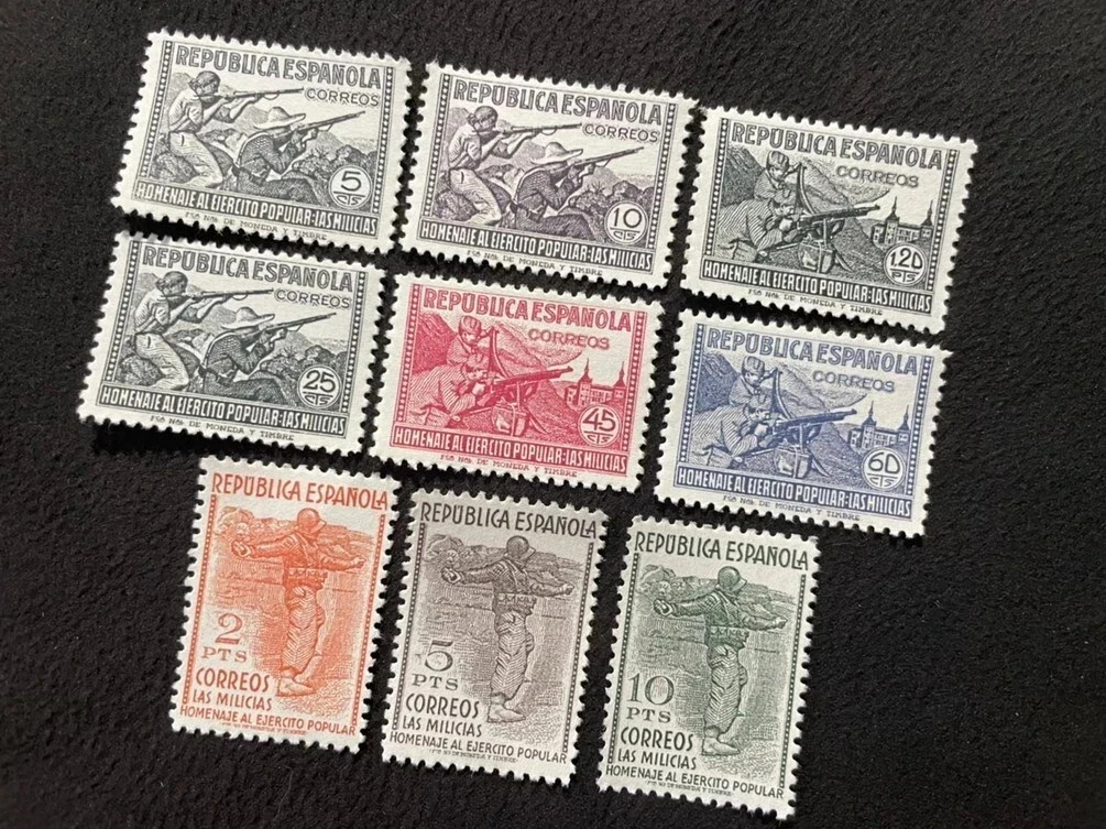SPAIN 1938 Milicia Hojita EDIFIL 792-800 Set Modern MNH Reproduction Stamp sv