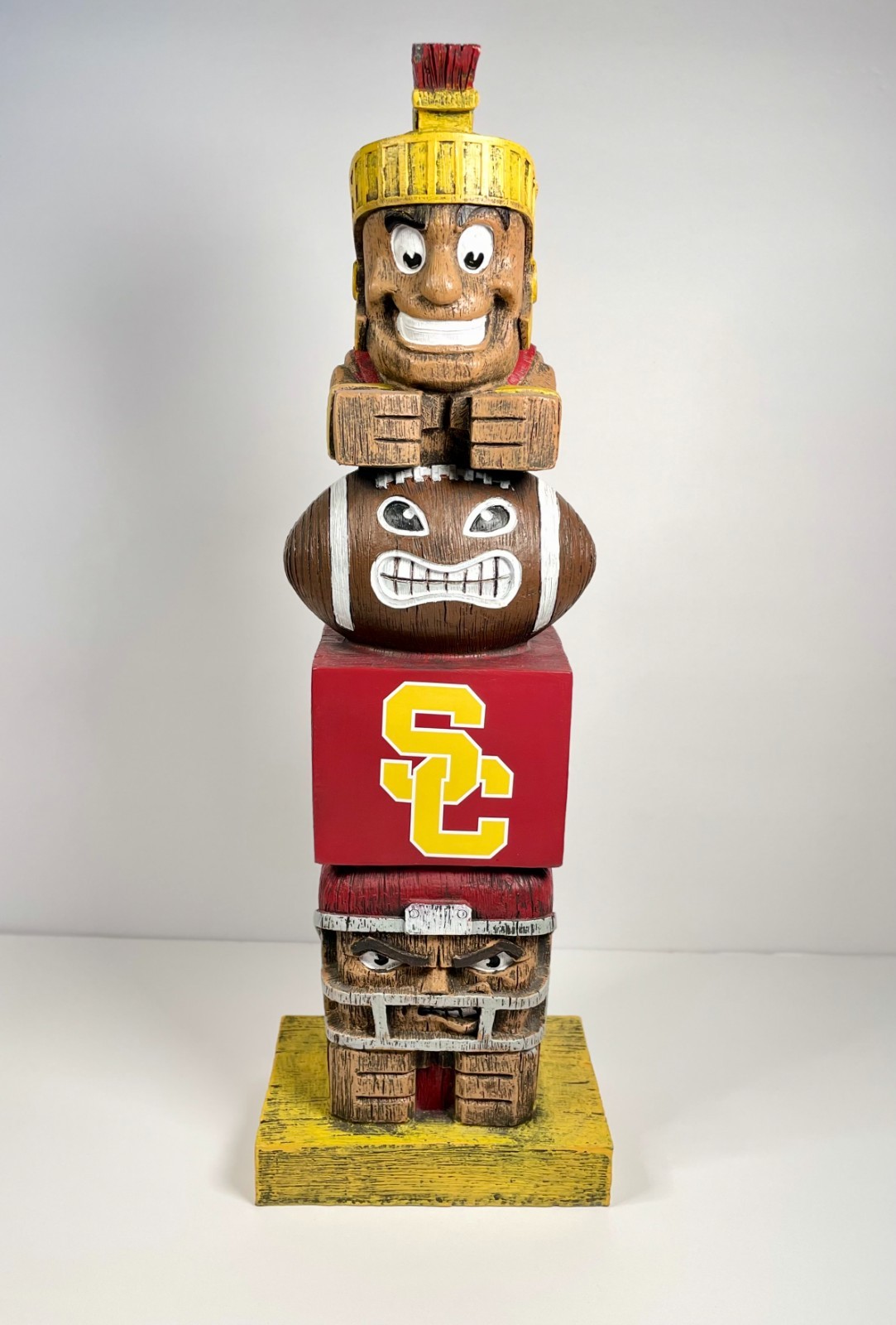 USC Trojans Tiki Totem Pole Football Statue Southern California Good Luck Figure
