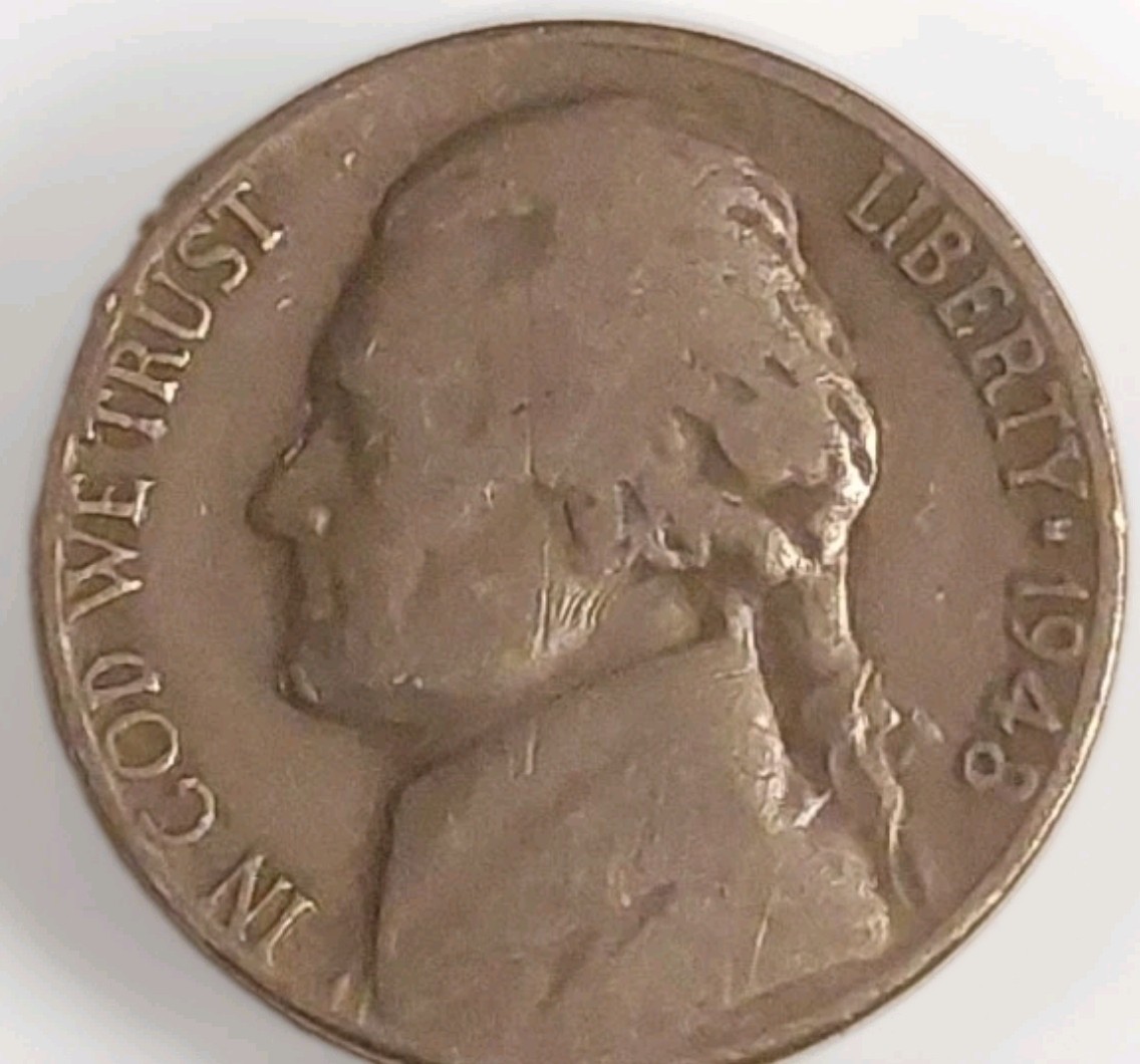 1948-D US Jefferson Five Cent Very Fine Circulated Coin Free Post Tracking 1948-D US Jefferson Five Cent Very Fine Circulated Coin Free Post Tracking