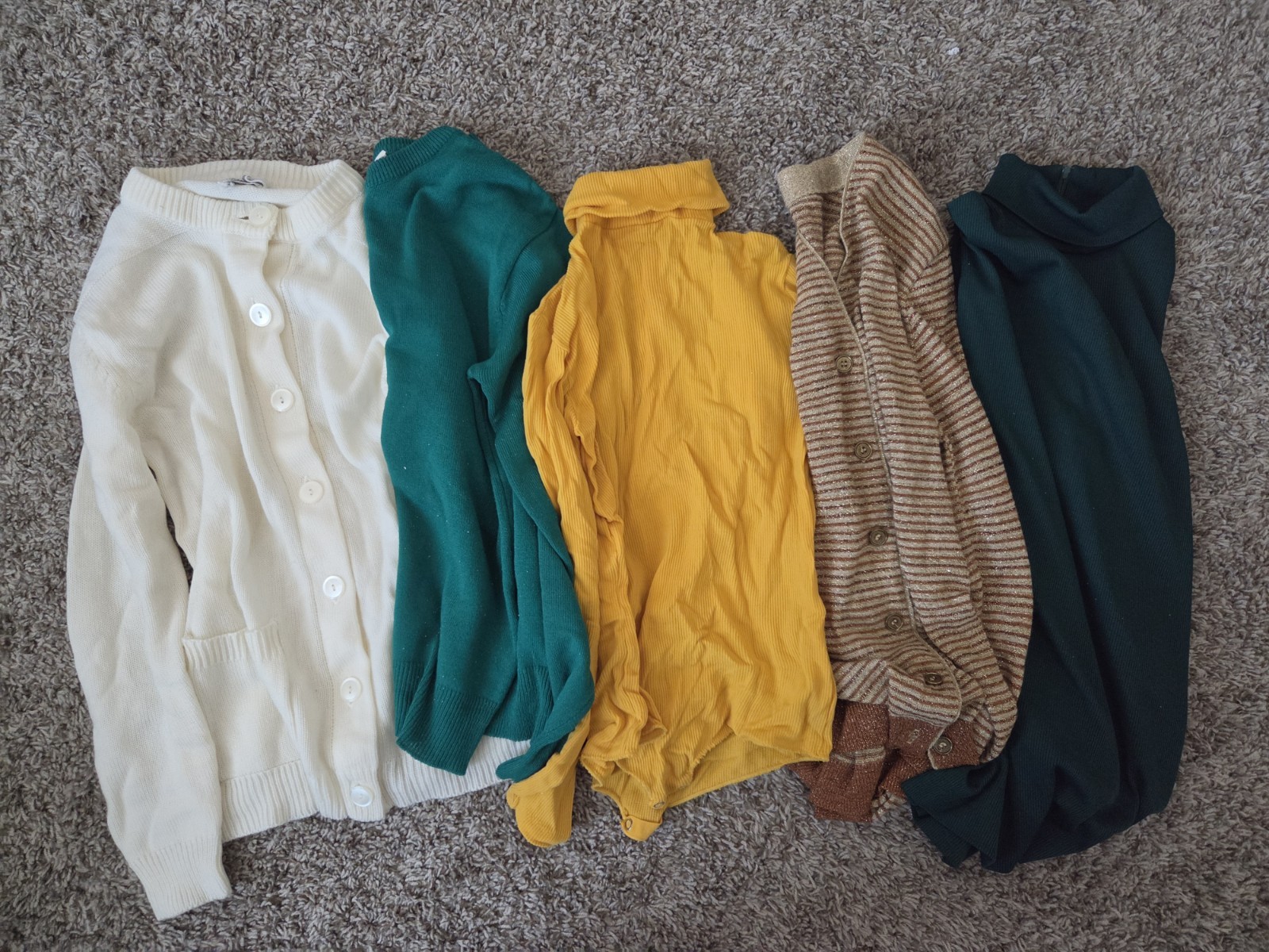 Lot Of 5 True Vintage 1960s-1970s Women’s Knit Sweaters, Cardigans Bundle