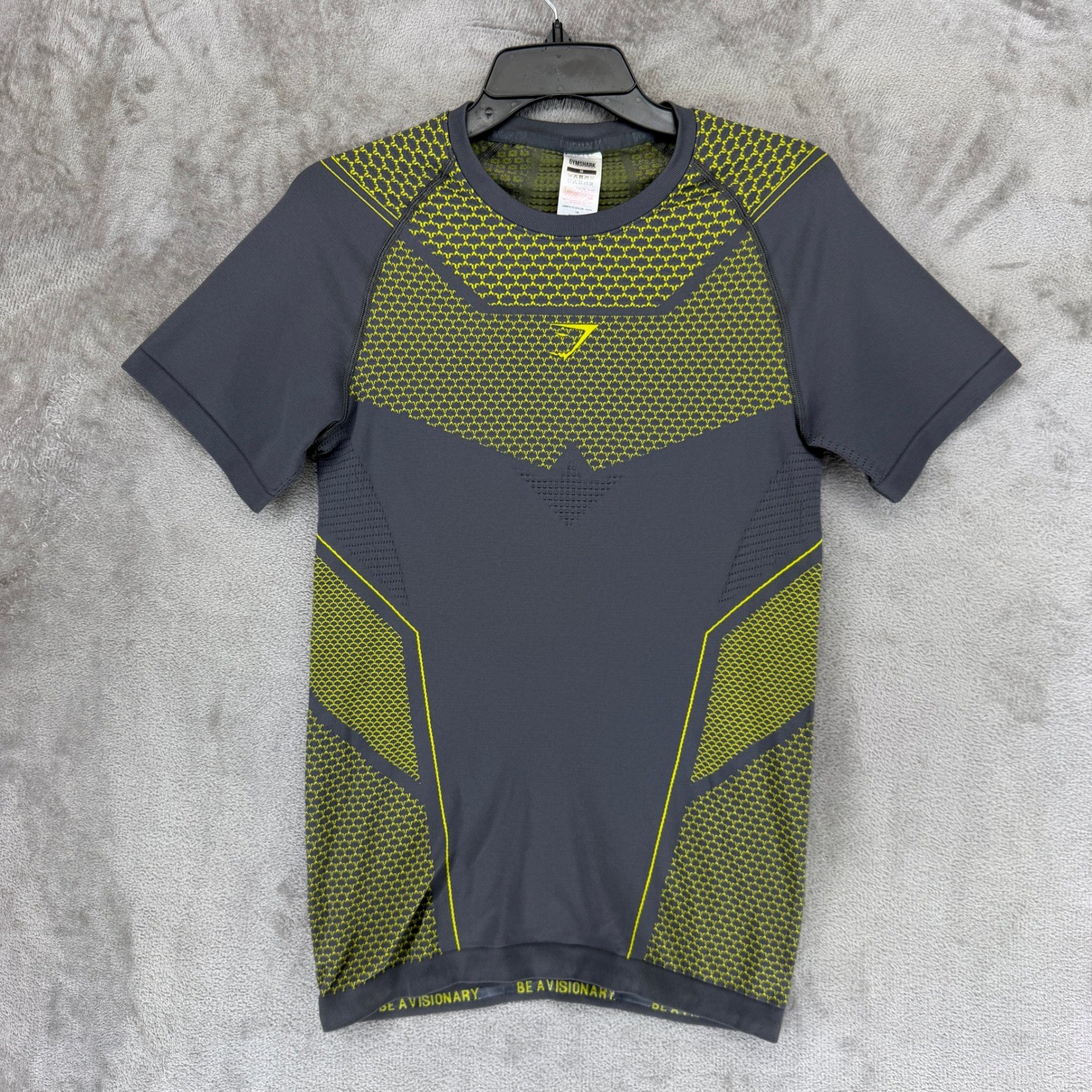 Gymshark Onyx 4.0 Shirt Mens M Gray Green Seamless Short Sleeve Compression