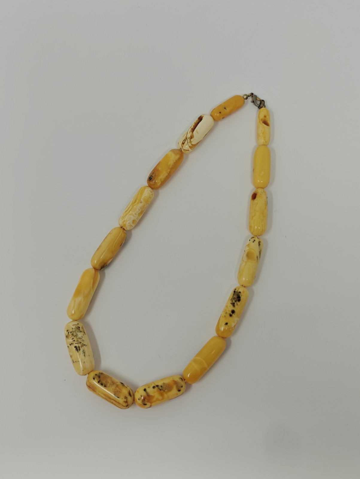 Vintage Genuine Baltic Amber Necklace Butterscotch Egg Yolk Cylinder Barrel Bead