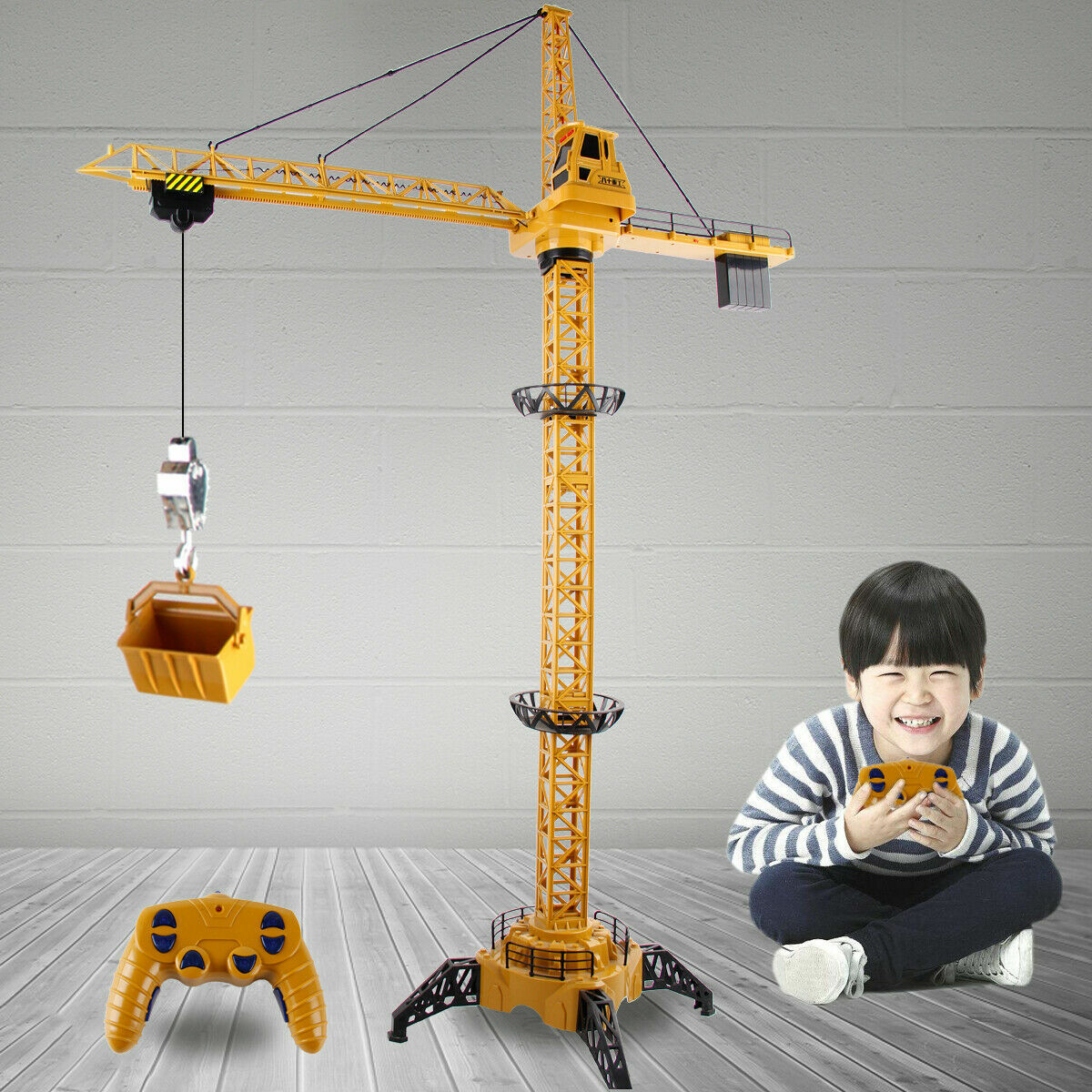 RC Tower Crane 2.4G Remote Control Construction Toy With Light & Sound Kids Gift RC Tower Crane 2.4G Remote Control Construction Toy With Light & Sound Kids Gift