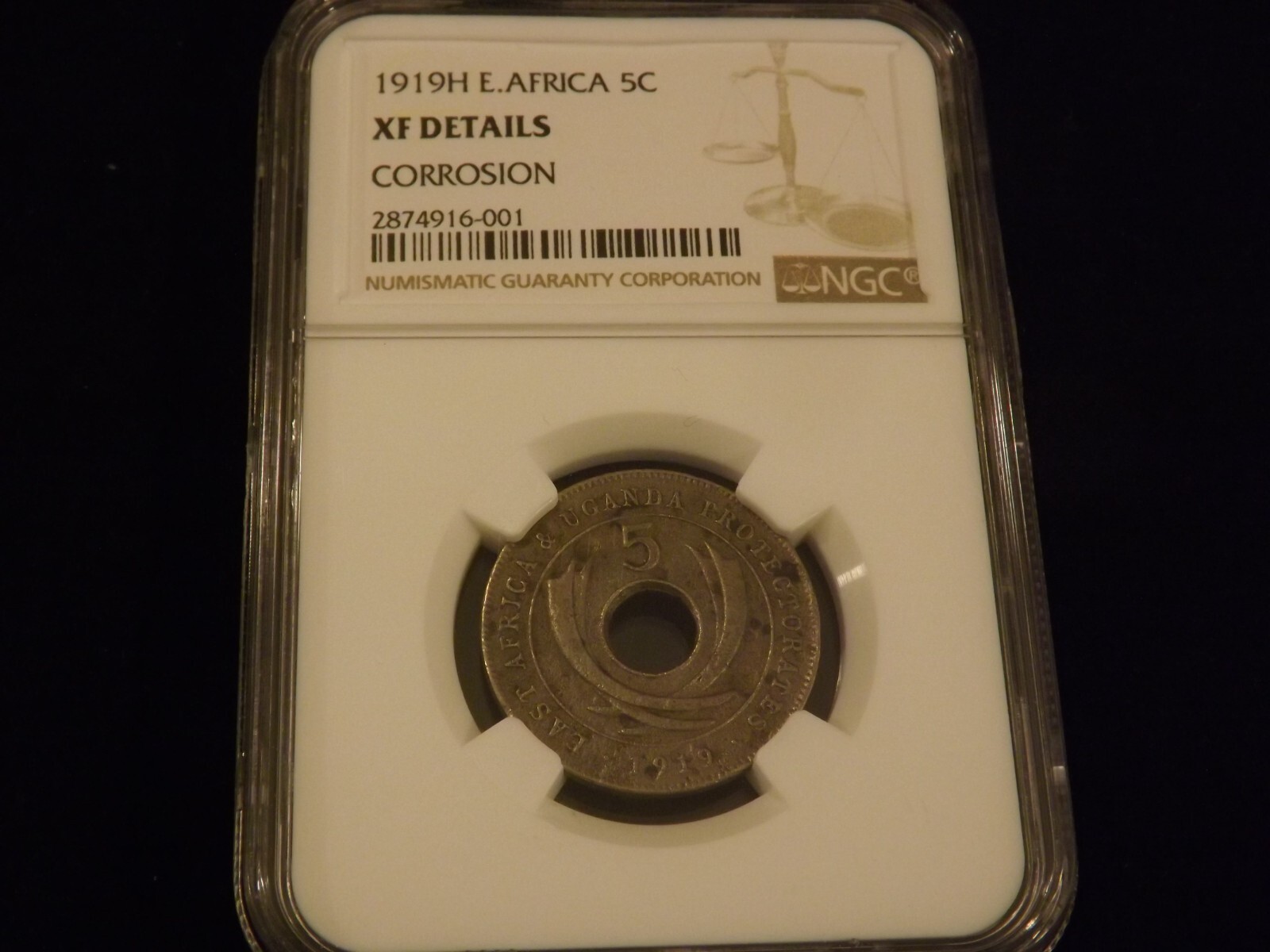 1919-H 5 C East Africa NGC XF 1919-H 5 C East Africa NGC XF