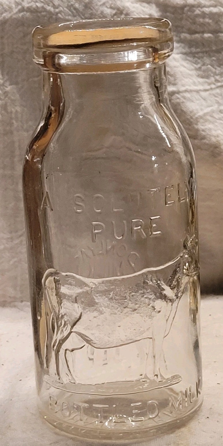 Original SEARS Thatcher 1880's The Milk Protector Pint w/ COW Capseat 1889 NICE