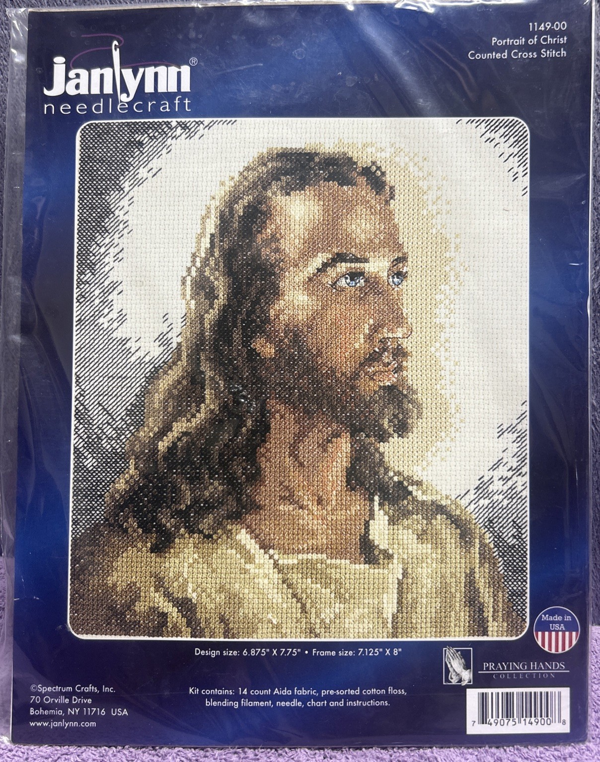 Janlynn Needlecraft PORTRAIT OF CHRIST Counted Cross Stitch 114900 7-1/8x8 NEW