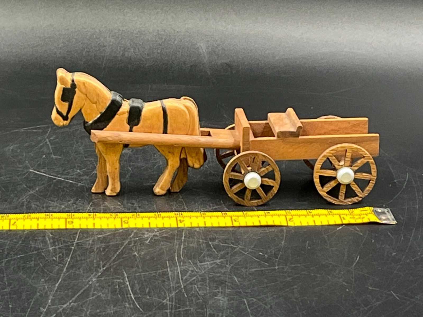 Handmade Wooden Miniature Amish Horse & Buggy Made Lancaster, PA 2003 Handmade Wooden Miniature Amish Horse & Buggy Made Lancaster, PA 2003