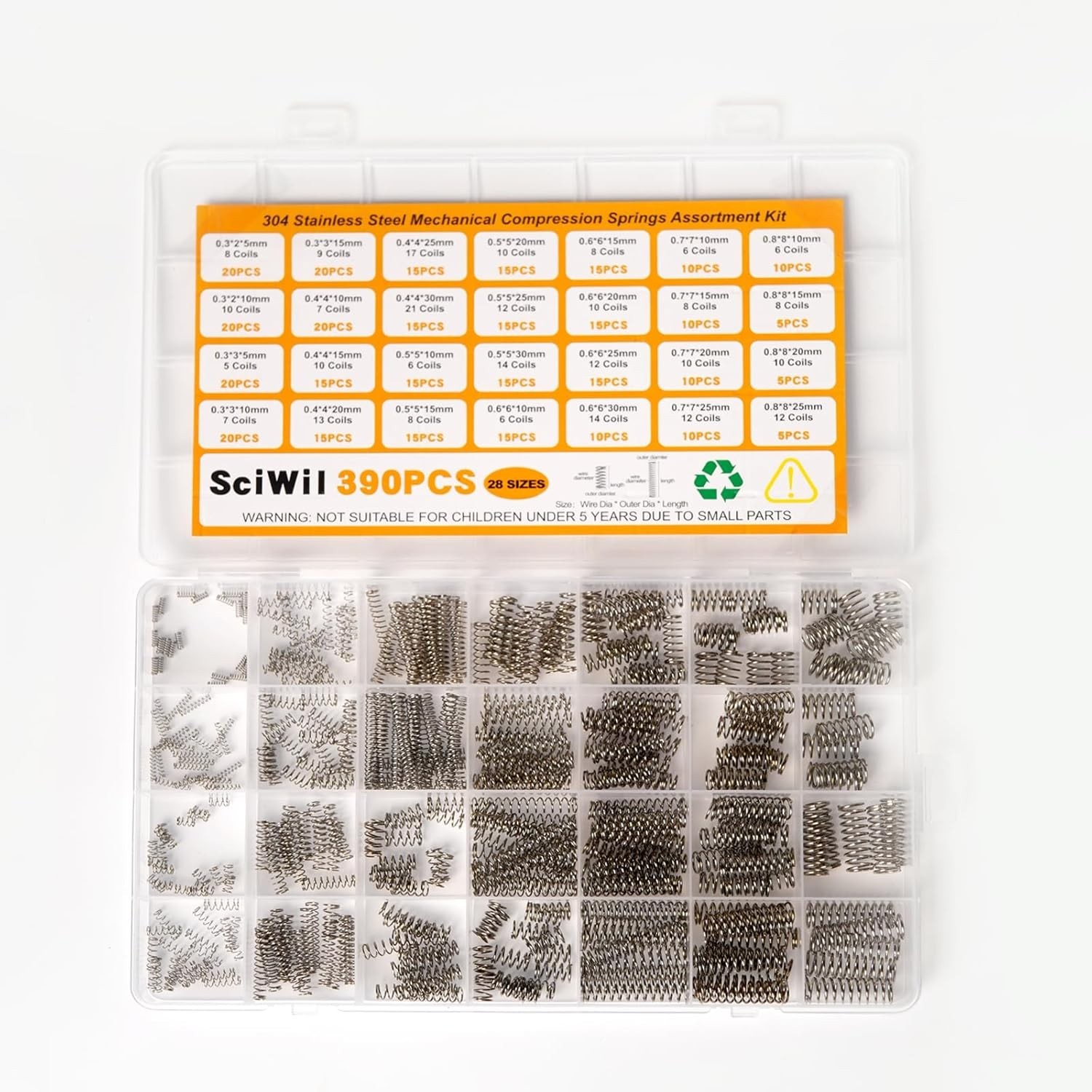 390 Piece Compression Spring Assortment Kit 28 Sizes Small Springs Set Stainless 390 Piece Compression Spring Assortment Kit 28 Sizes Small Springs Set Stainless