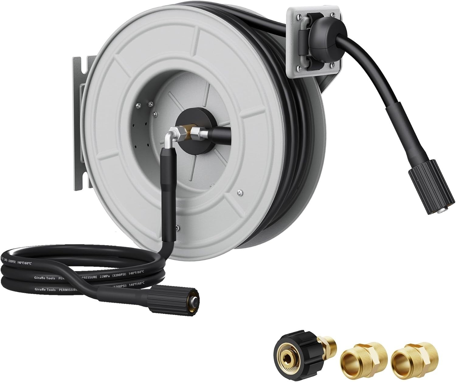 Giraffe Tools Retractable Power Pressure Washer Hose Reel 1/4