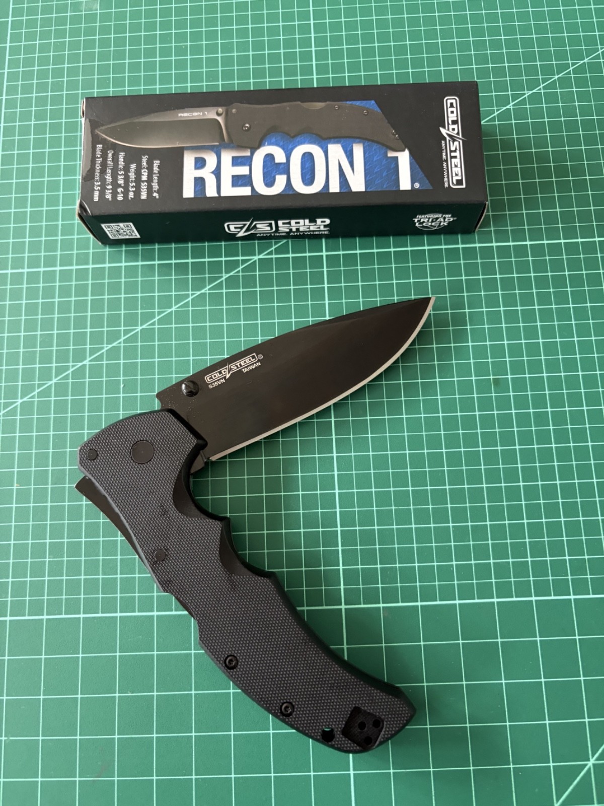 Cold Steel 27BC Recon 1 Knife Black G-10 Handle Black Spear Point S35VN Steel Cold Steel 27BC Recon 1 Knife Black G-10 Handle Black Spear Point S35VN Steel